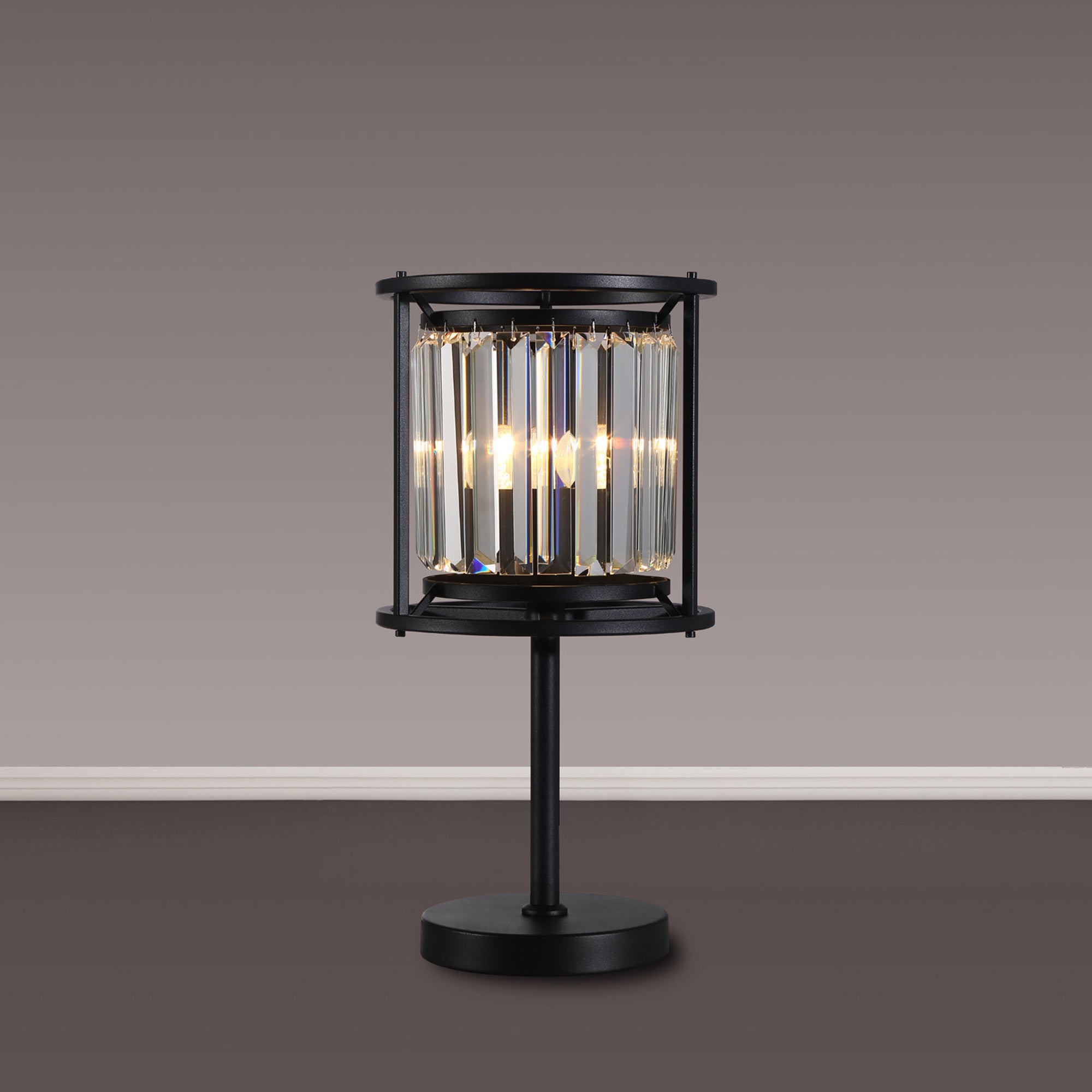 Bendir Table Lamp Black/Clear Crystal