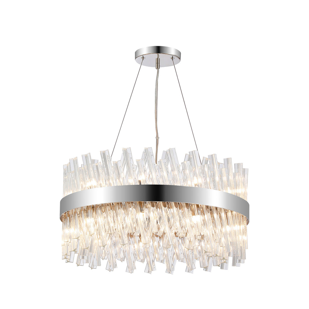 Sofia Round Pendant 18 Light Polished Nickel/Clear Finish