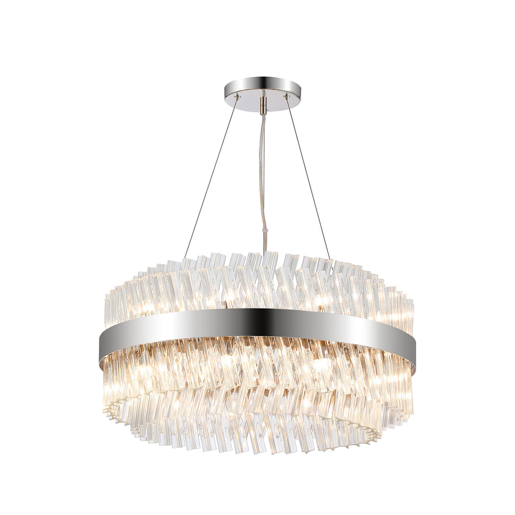 Sofia Round Pendant 18 Light Polished Nickel/Clear Finish