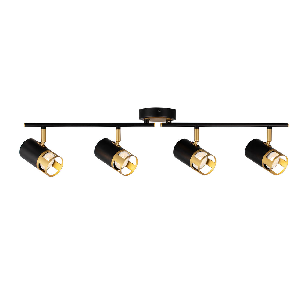 Spencer Bar 4 Spot Black/Painted Gold Finish