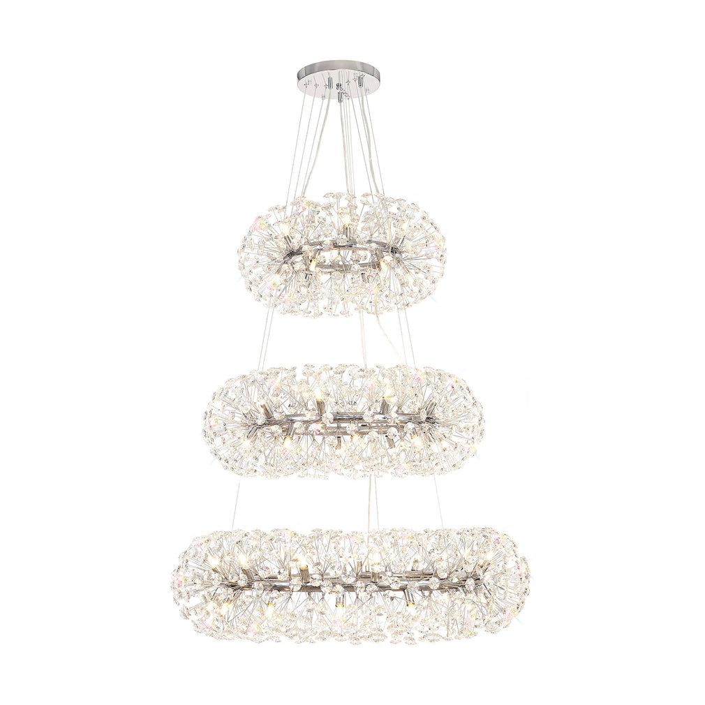 Carris 58 Light 3 Tier Pendant Polished Chrome Crystal