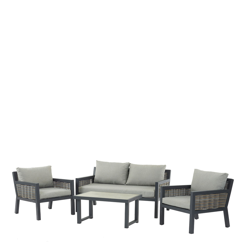 Wicker 2 Seat Sofa Set In Aluminium And Eco Cobble