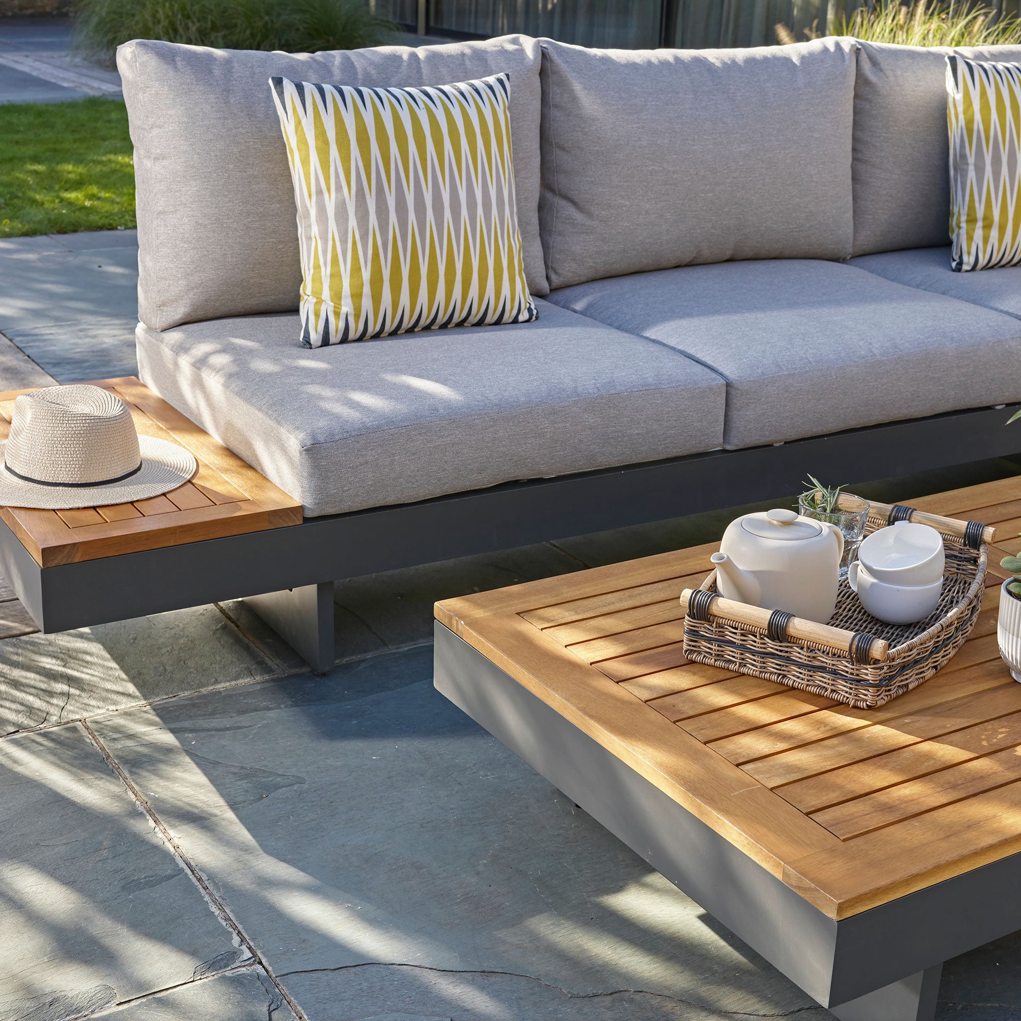 Cayman - Rectangular Modular Corner Sofa Set in Aluminium