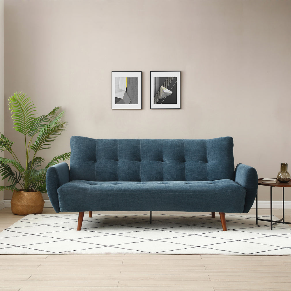 Click Clack Sofa Bed In Fabric Navy With Dark Legs