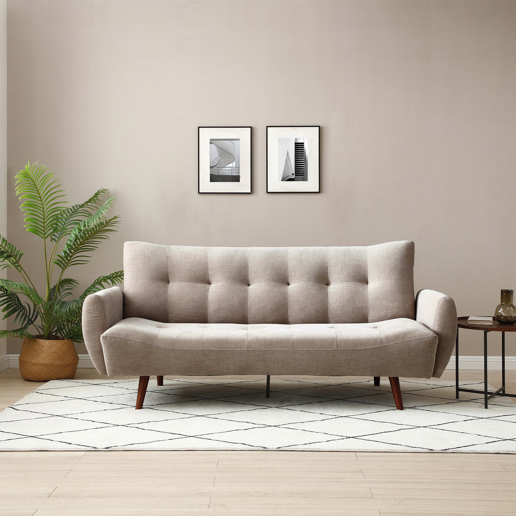 Click Clack Sofa Bed In Fabric Natural With Dark Legs