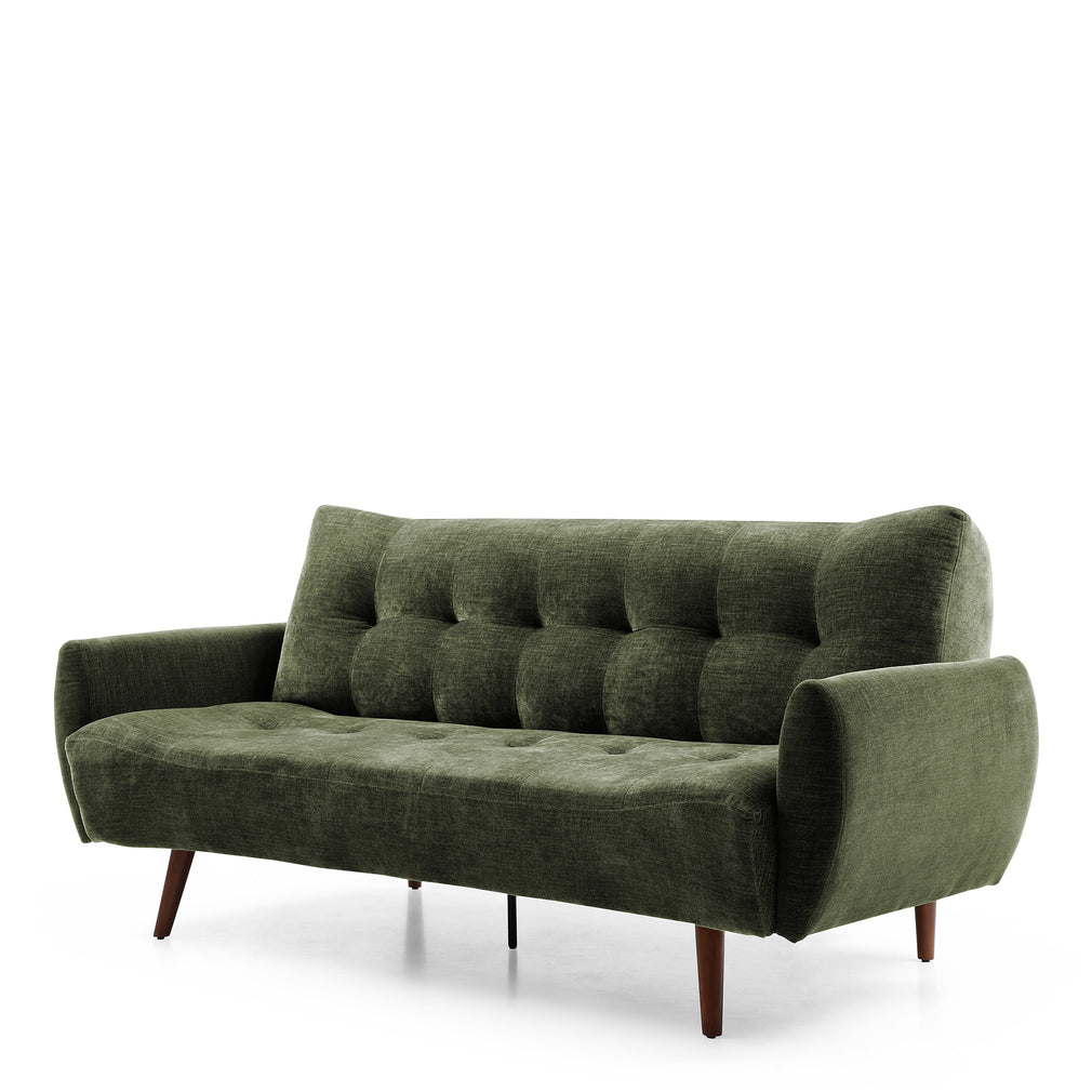 Click Clack Sofa Bed In Fabric Olive With Dark Legs