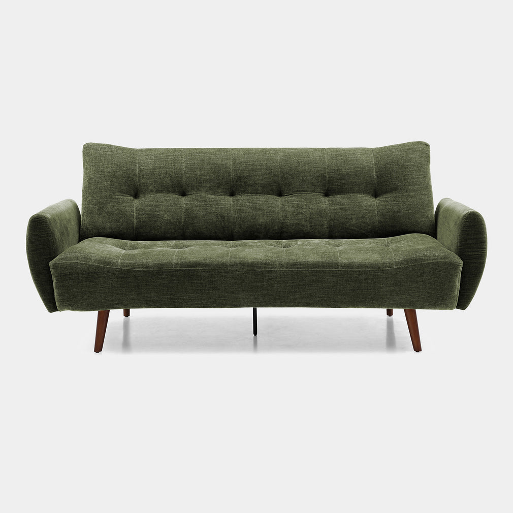 Click Clack Sofa Bed In Fabric Olive With Dark Legs