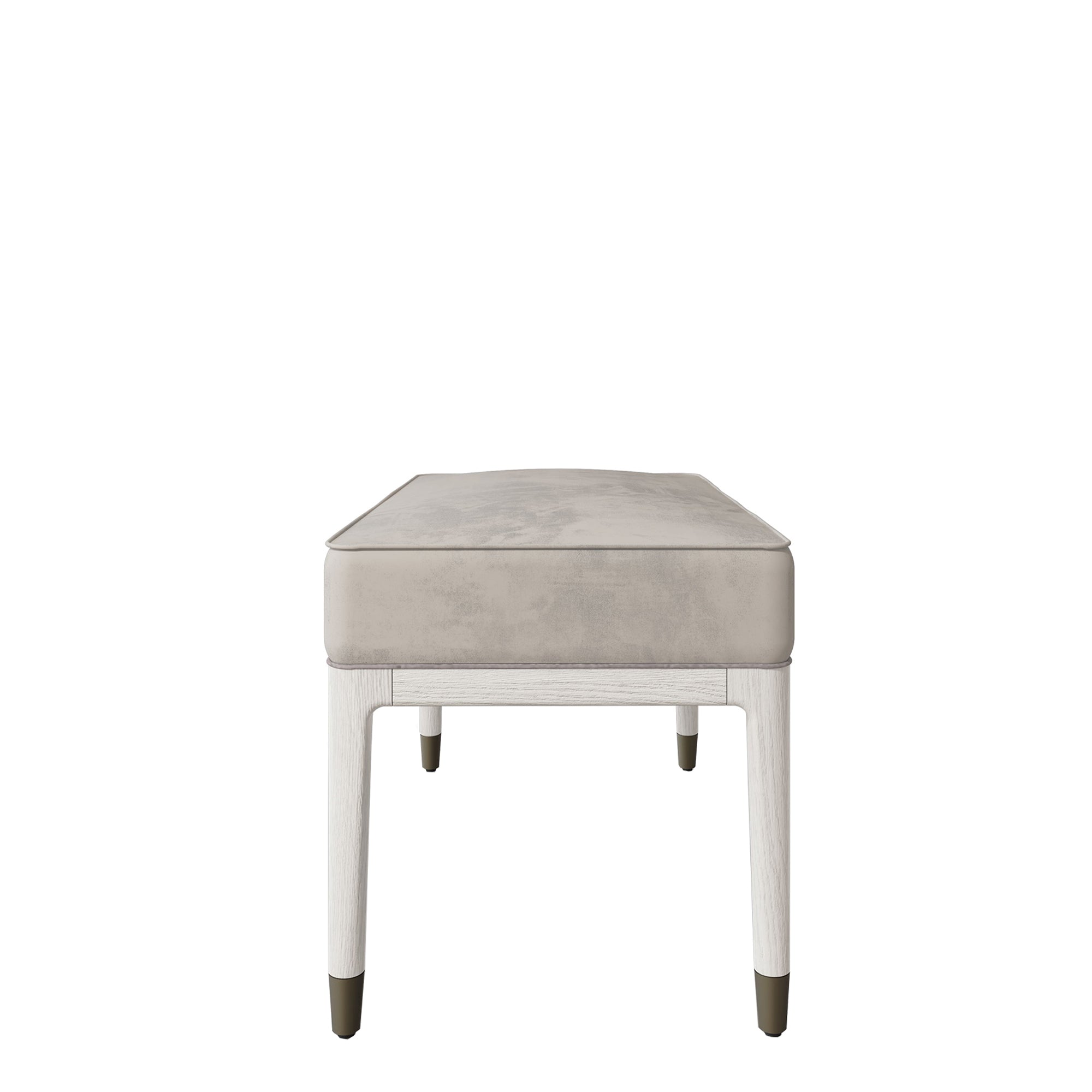 Dynasty - Dressing Stool In Ecru Velvet & Stone Finish