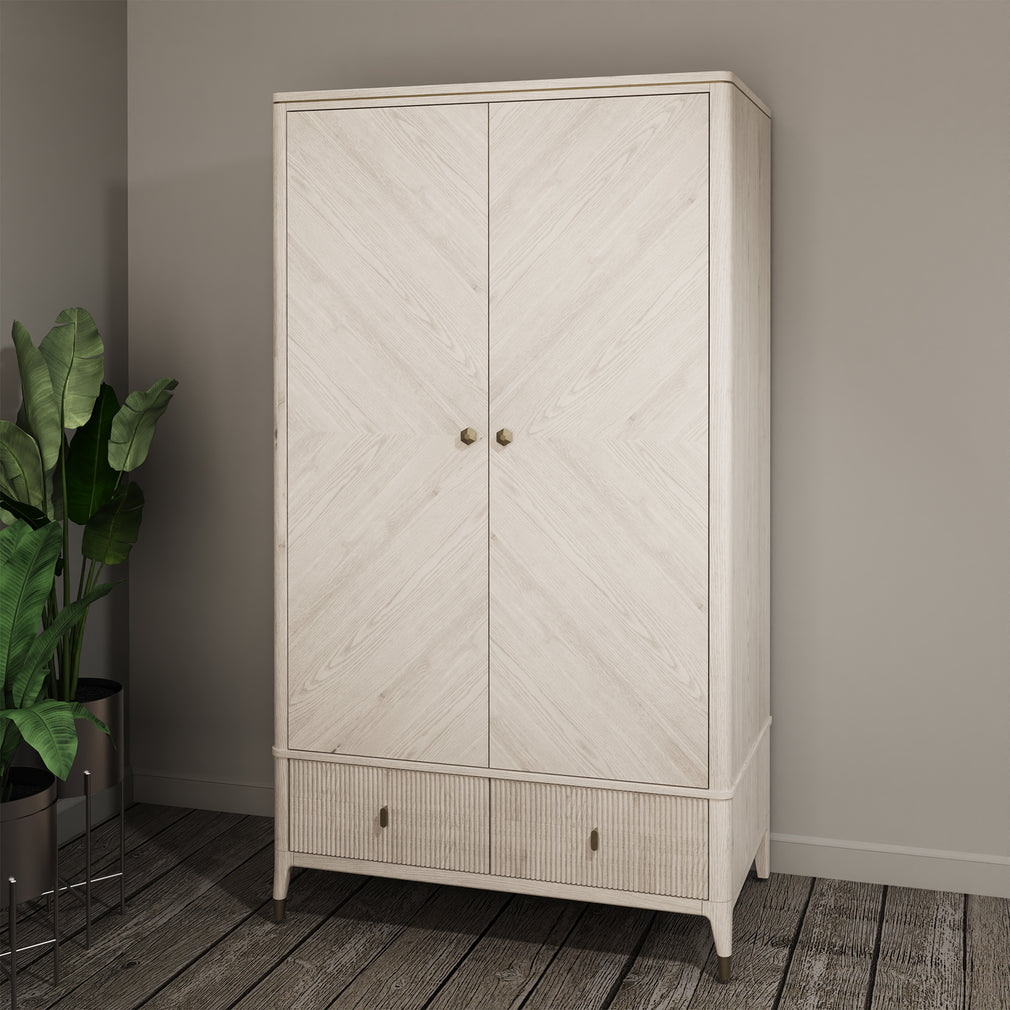 Dynasty - 2 Door 2 Drawer Combi Wardrobe In Stone Finish