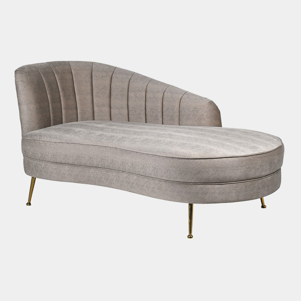 Chaise Longue In Warm Grey Hide Print