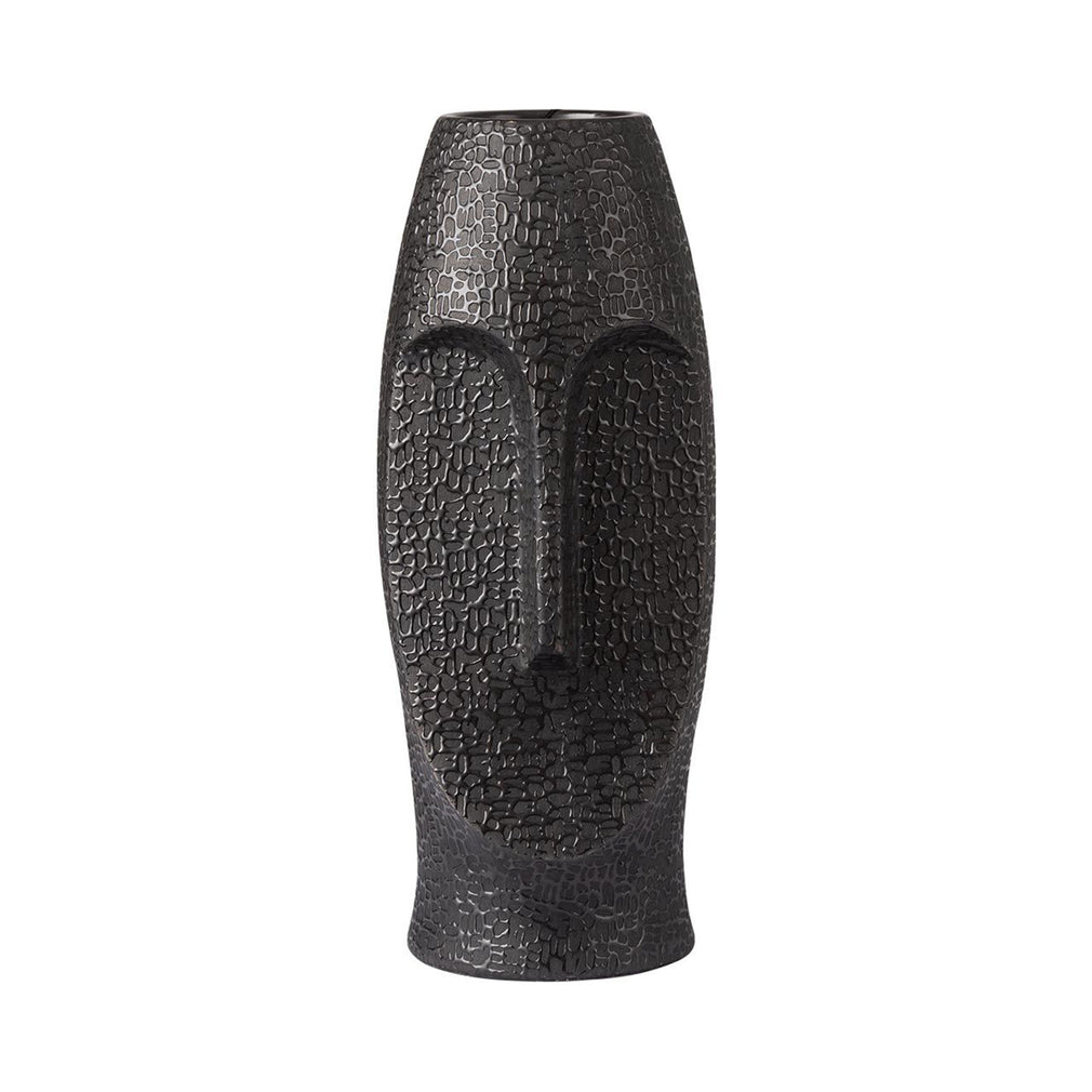 Rapa Nui Black Textured Face Vase