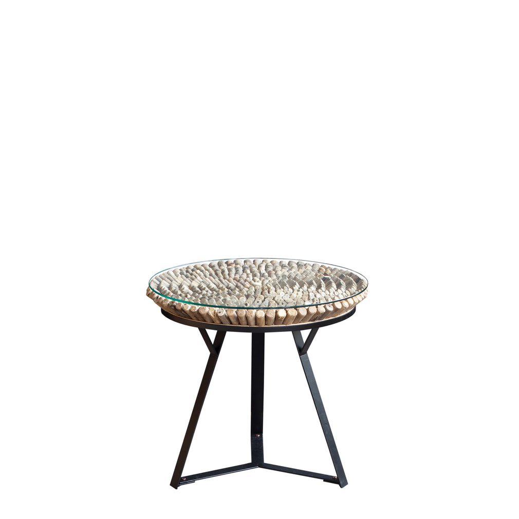 Largo - Round Lamp Table Reclaimed Bamboo Top
