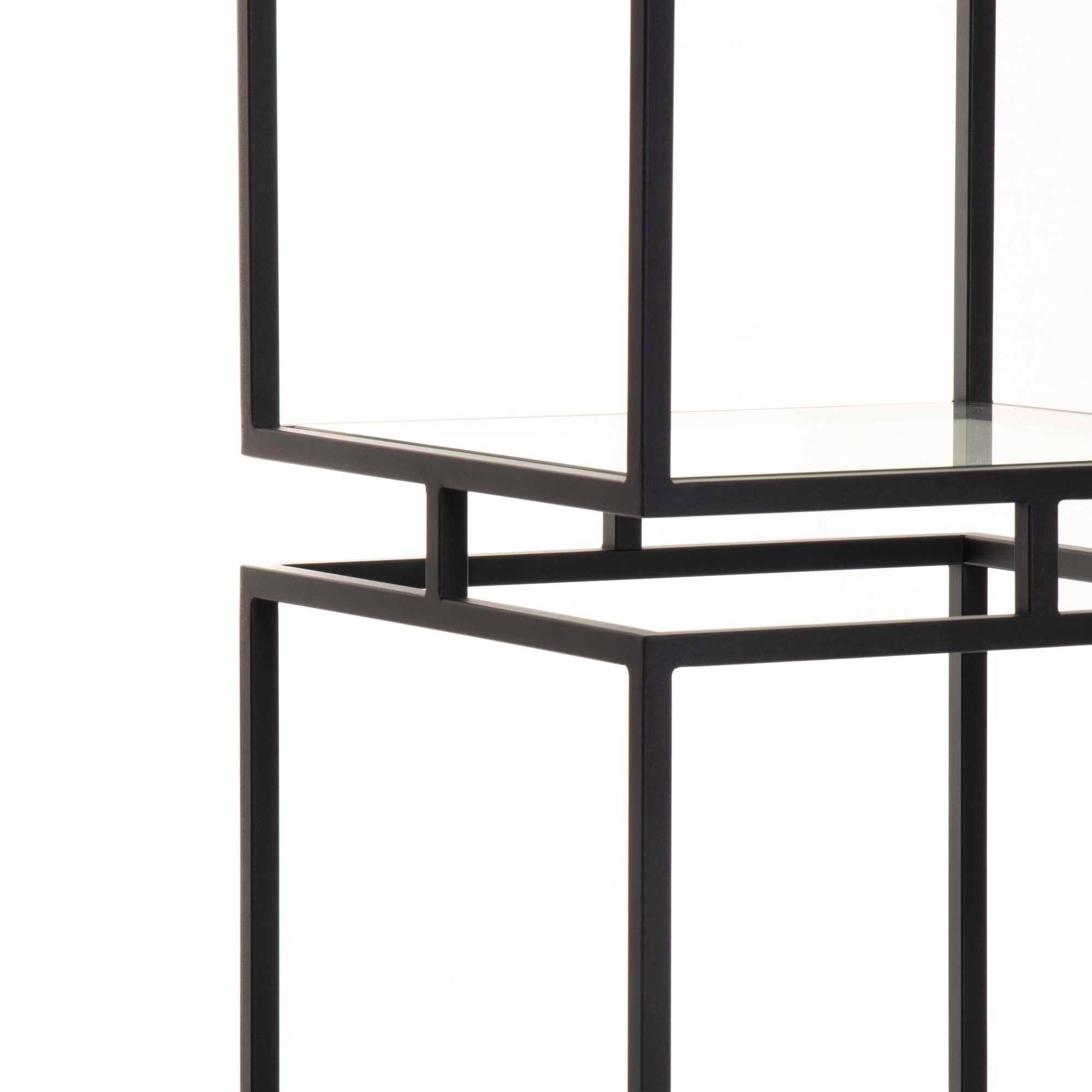Cube Display Unit With Clear Glass & Black Steel (Assembly Required)