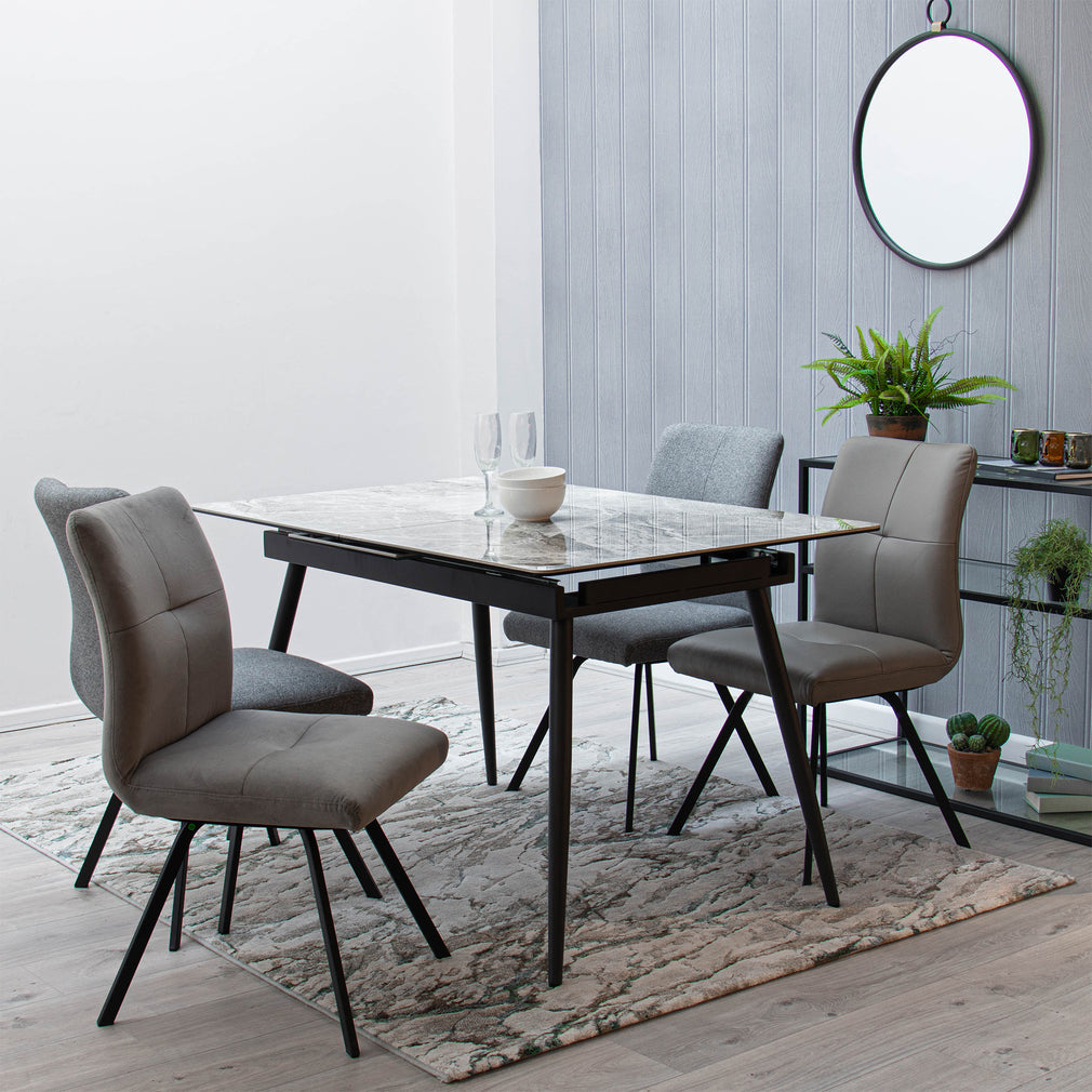 130cm Ext Dining Table With C21 Ceramic Top Anthracite Legs