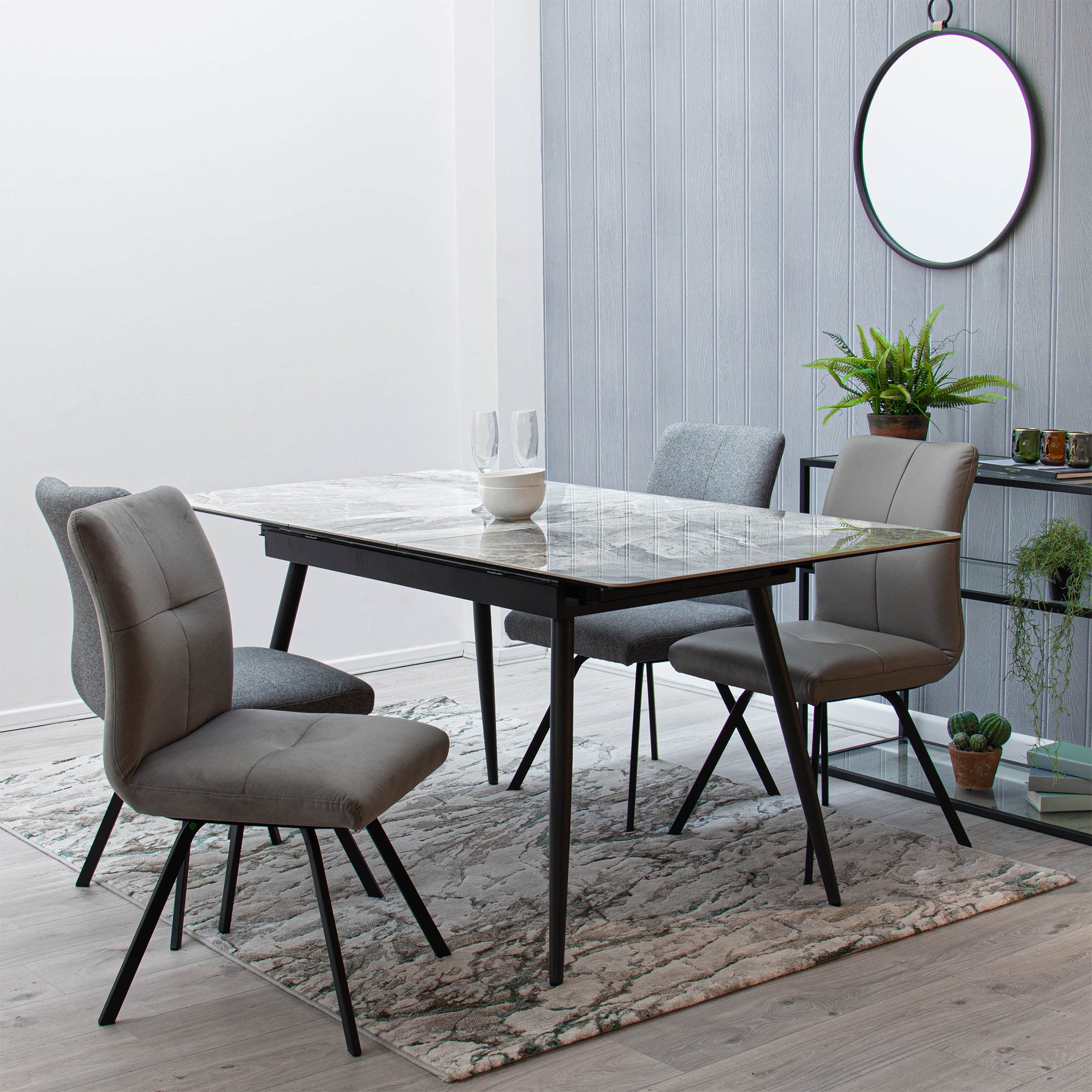 130cm Ext Dining Table With C21 Ceramic Top Anthracite Legs