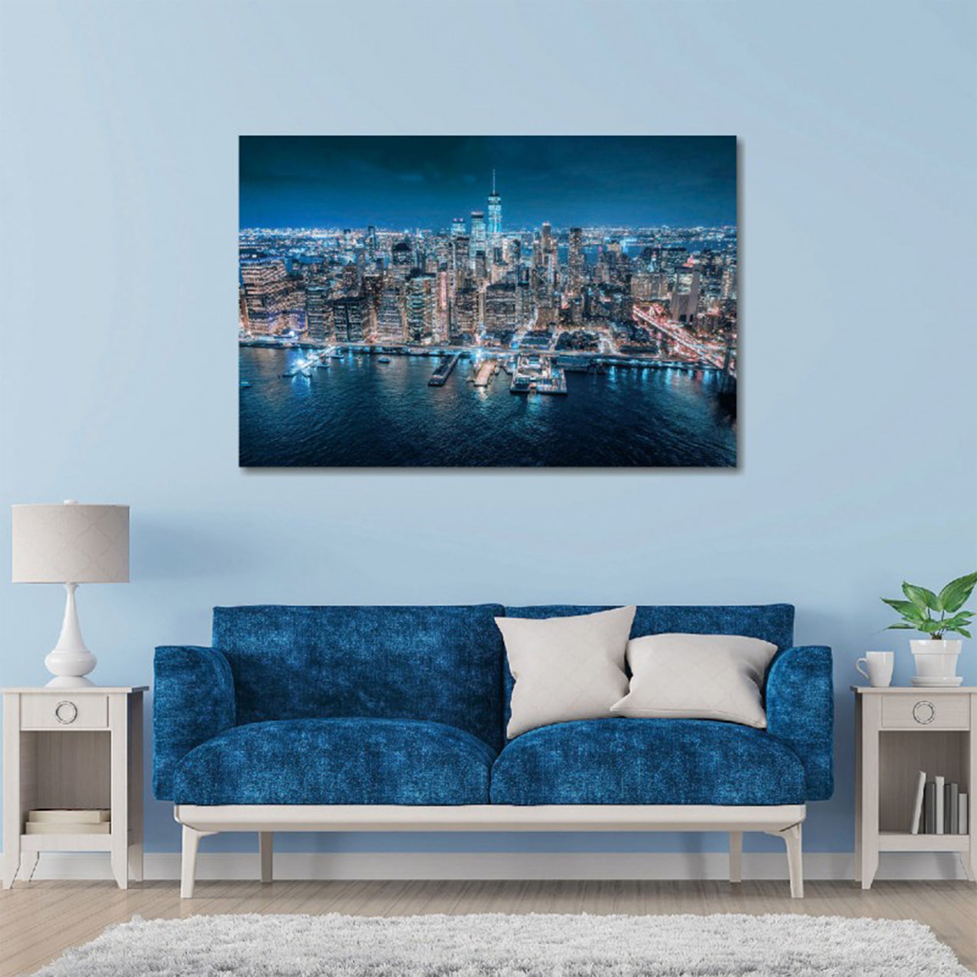 Skyline at Night Glass Art 80x120cm (WG)