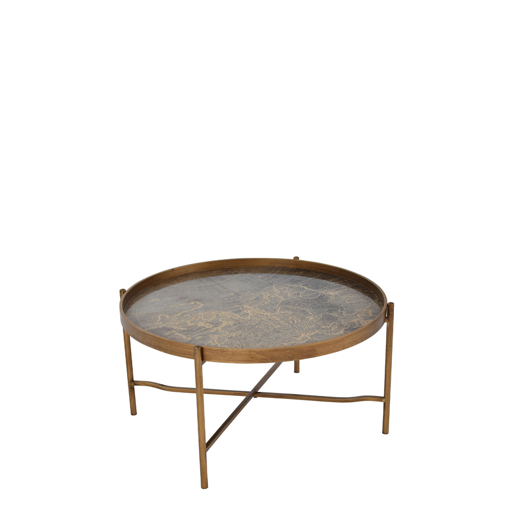 Leopold - Coffee Tray Table In Antique Gold Atlas