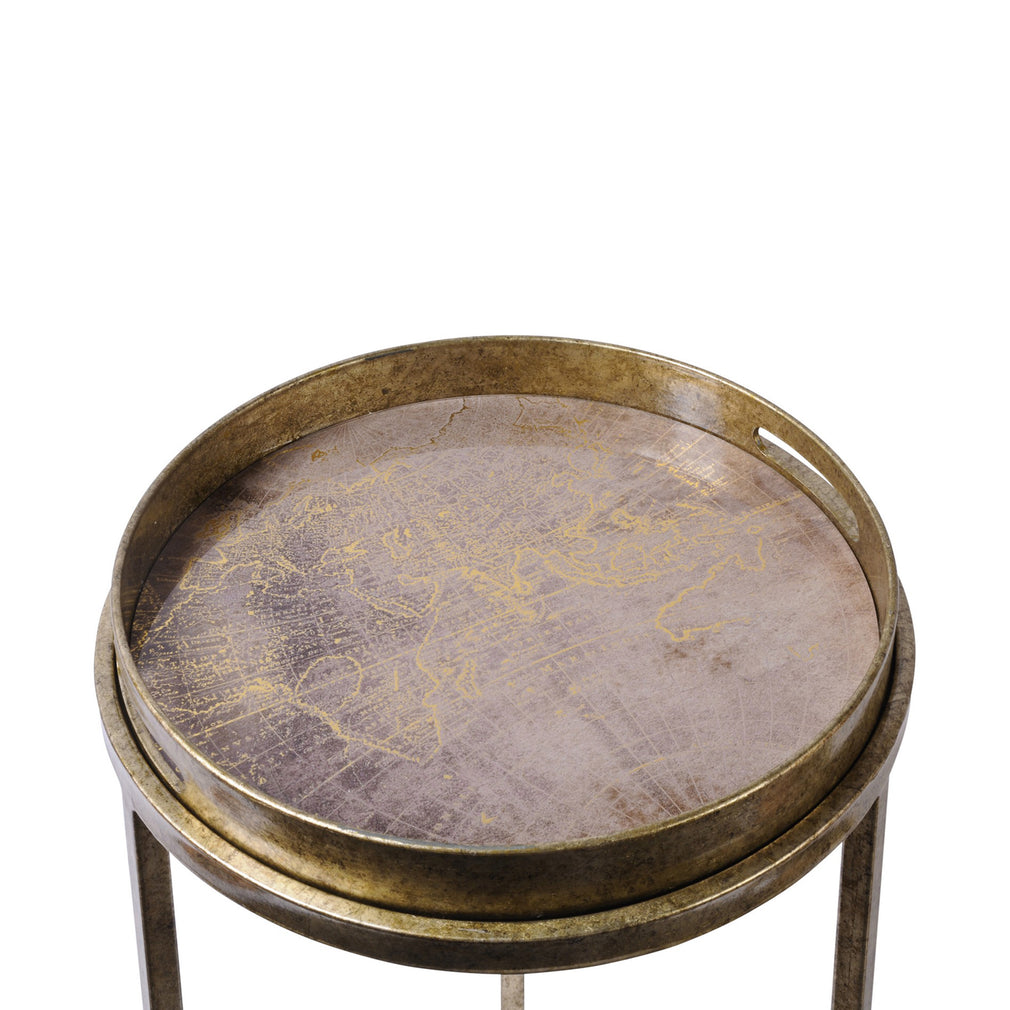 Leopold - Set Of 2 Tray Side Tables In Antique Gold