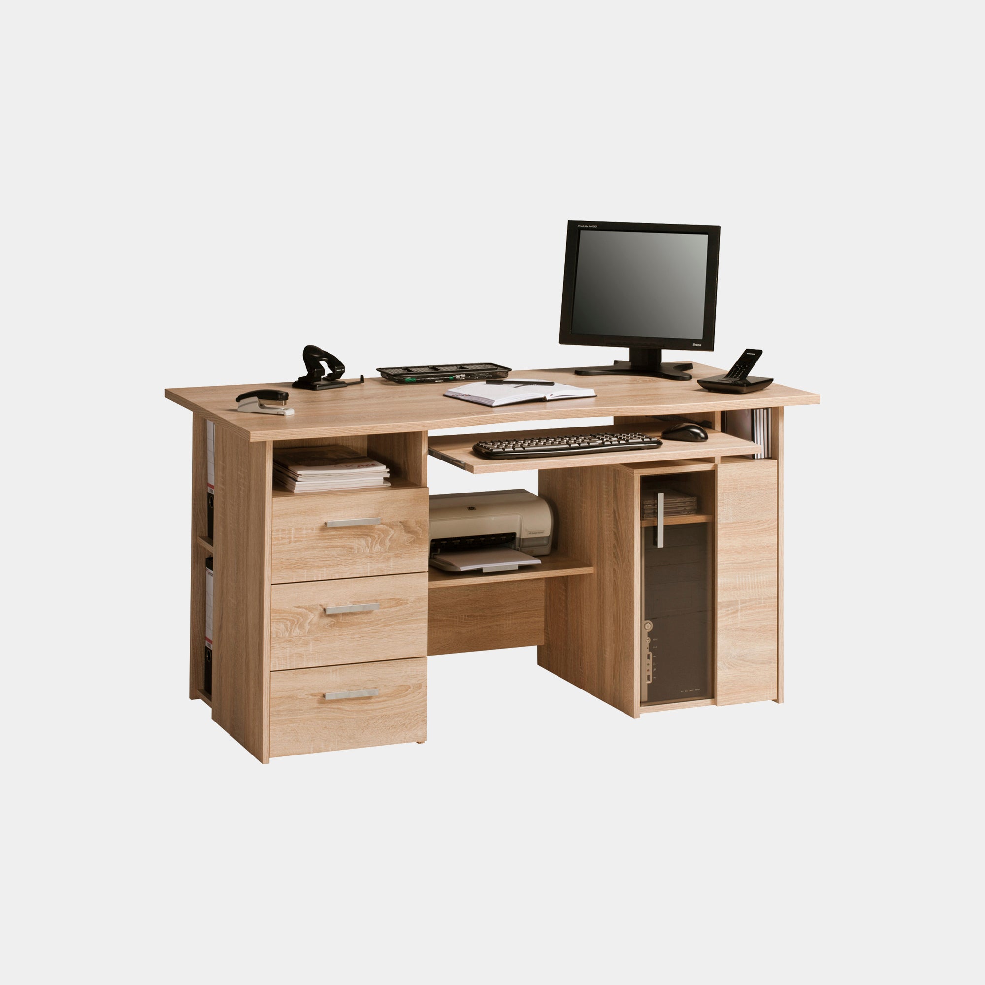 4052-5525 144cm Computer Desk Sonoma Oak  (Self Assembly Required)