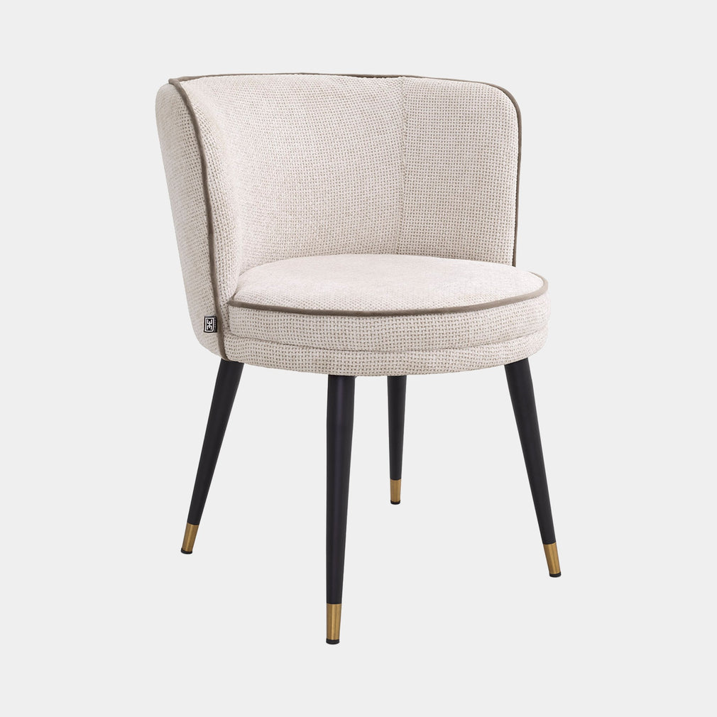 Swivel Dining Chair - Lyssa Off White/Greige Velvet Piping