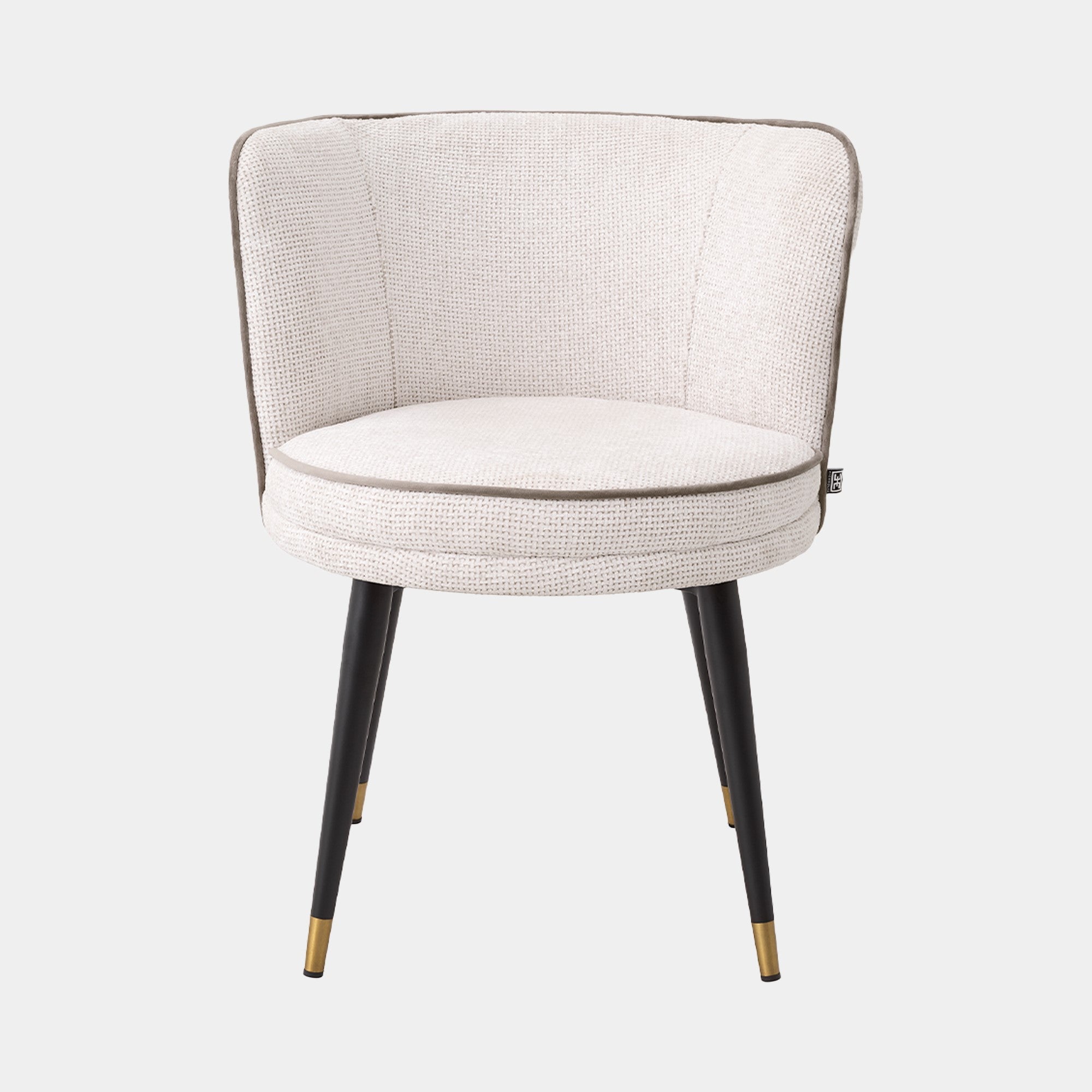 Swivel Dining Chair - Lyssa Off White/Greige Velvet Piping