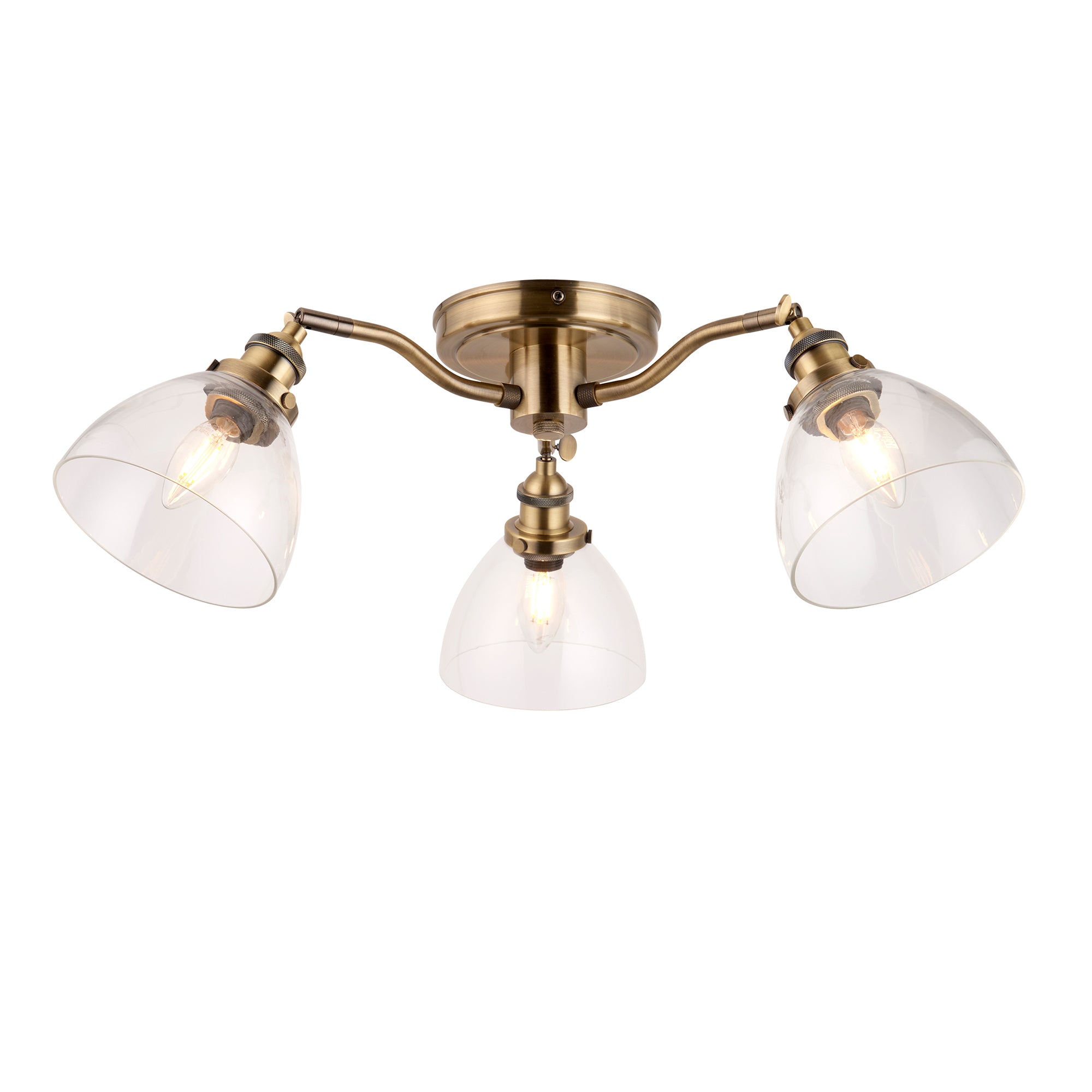 Hailey 3 Light Semi Flush Antique Brass