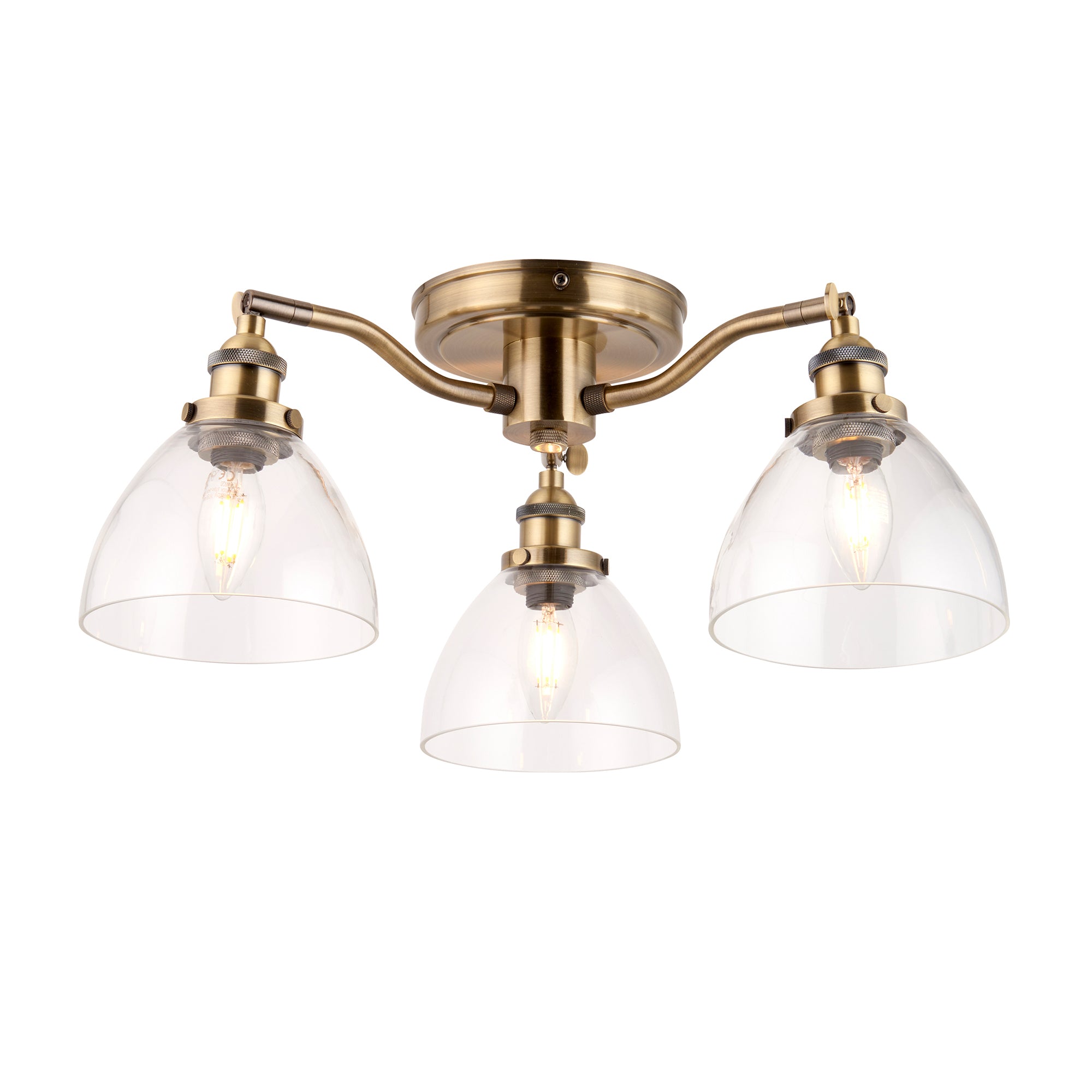 Hailey 3 Light Semi Flush Antique Brass