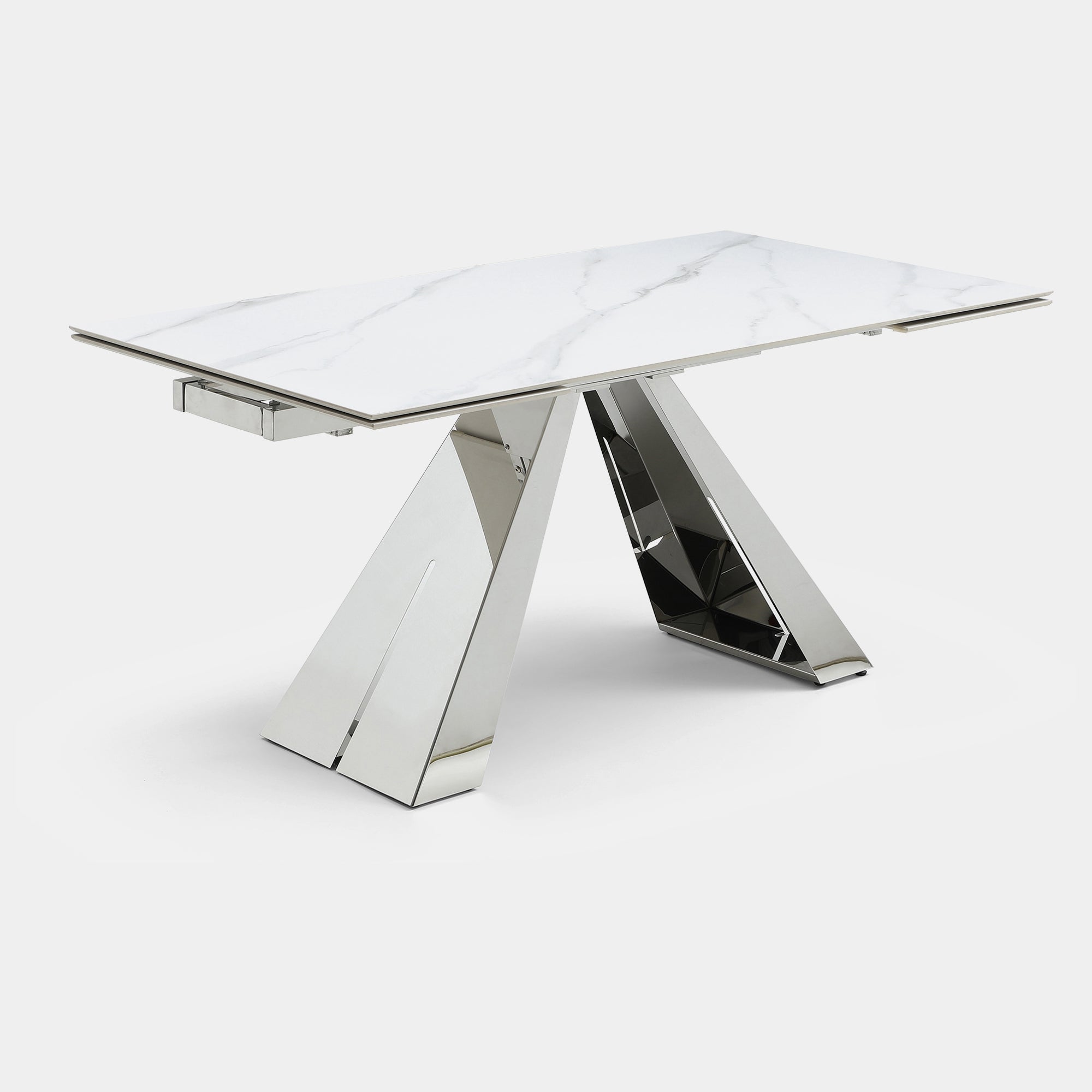 160cm Ext Dining Table (Opens to 240cm) Matt White Ceramic Top