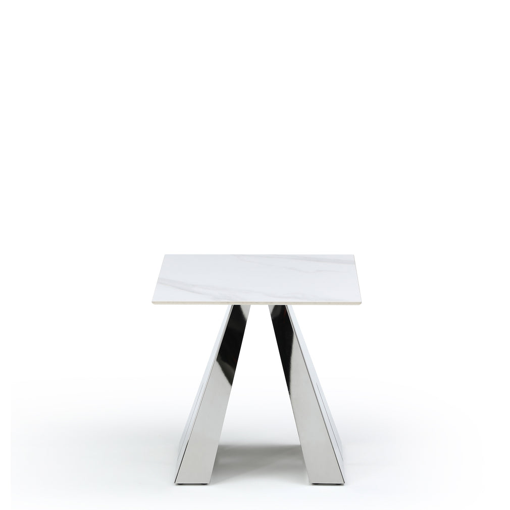 Lamp Table Matt White Ceramic Top  (Assembly Required)