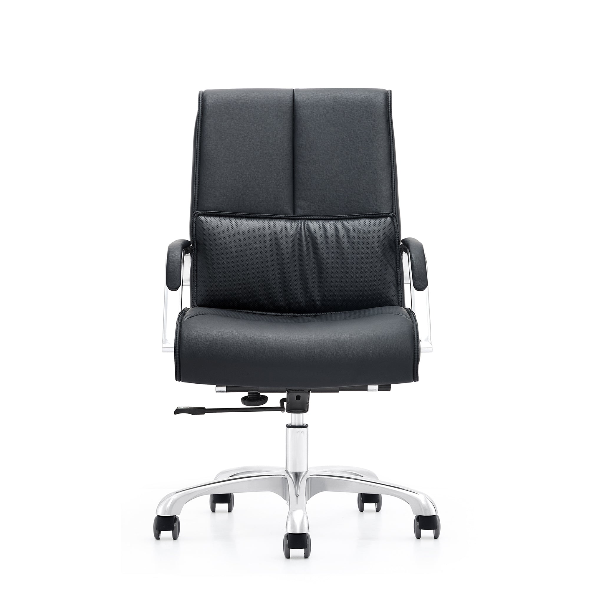 Low Back Gas Lift Office Chair In Black PU (Assembly Required)