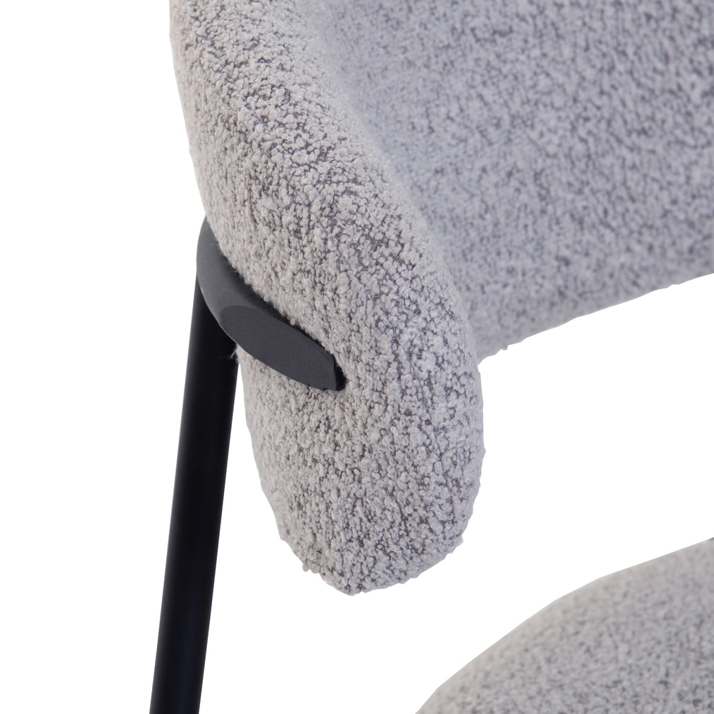Max - Dining Chair In Grey Fabric With Black Legs