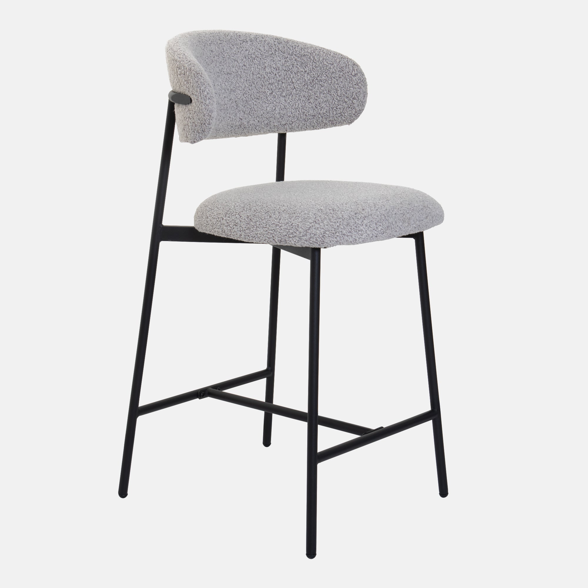 Bar Stool In Grey Fabric With Black Legs