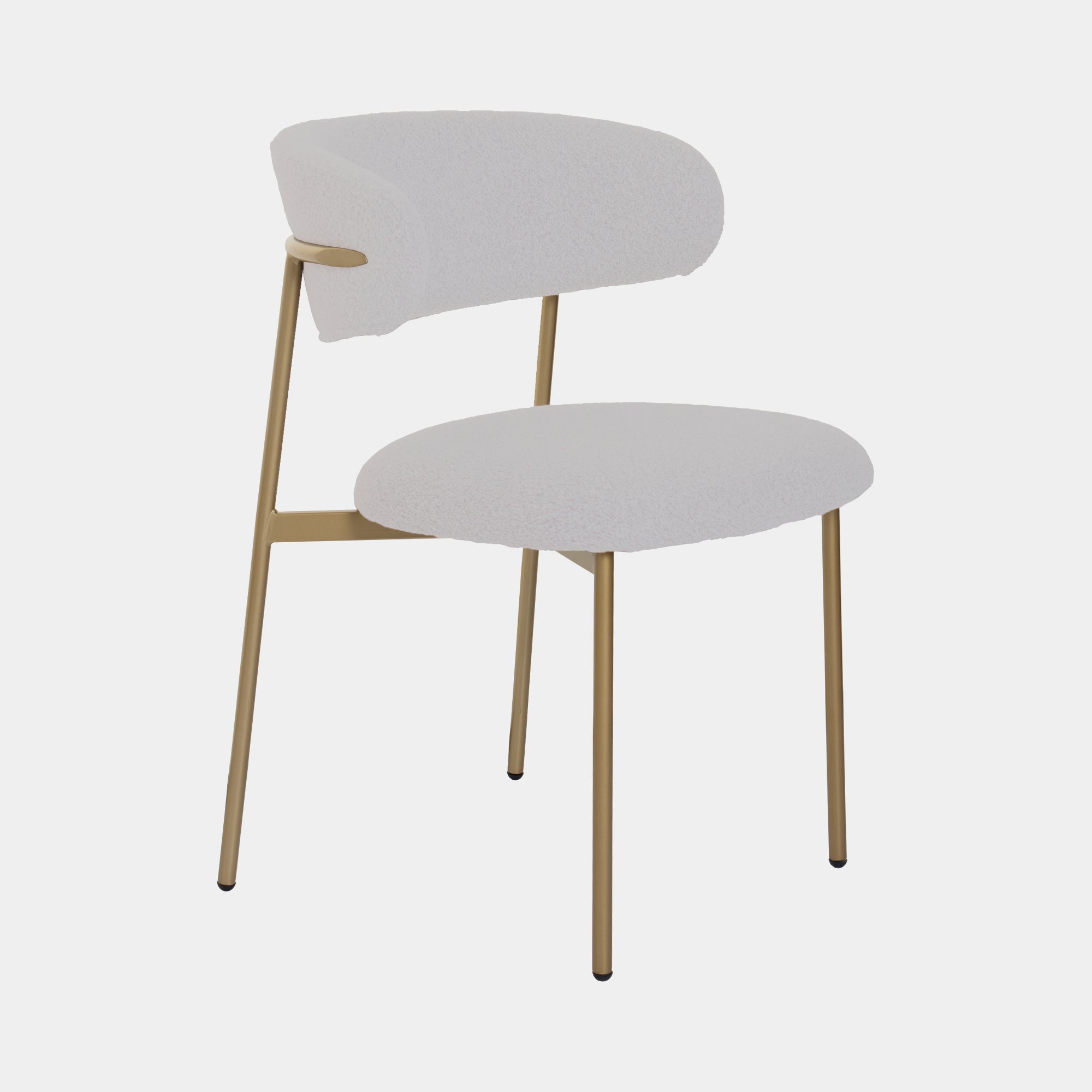 Dining Chair In White Fabric With Gold Legs