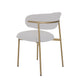 Dining Chair In White Fabric With Gold Legs