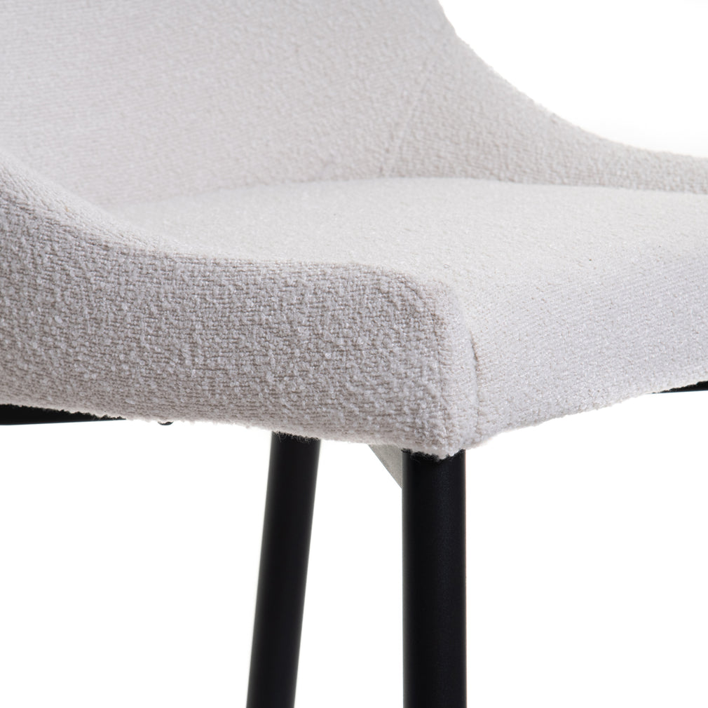 Bar Stool In White Fabric