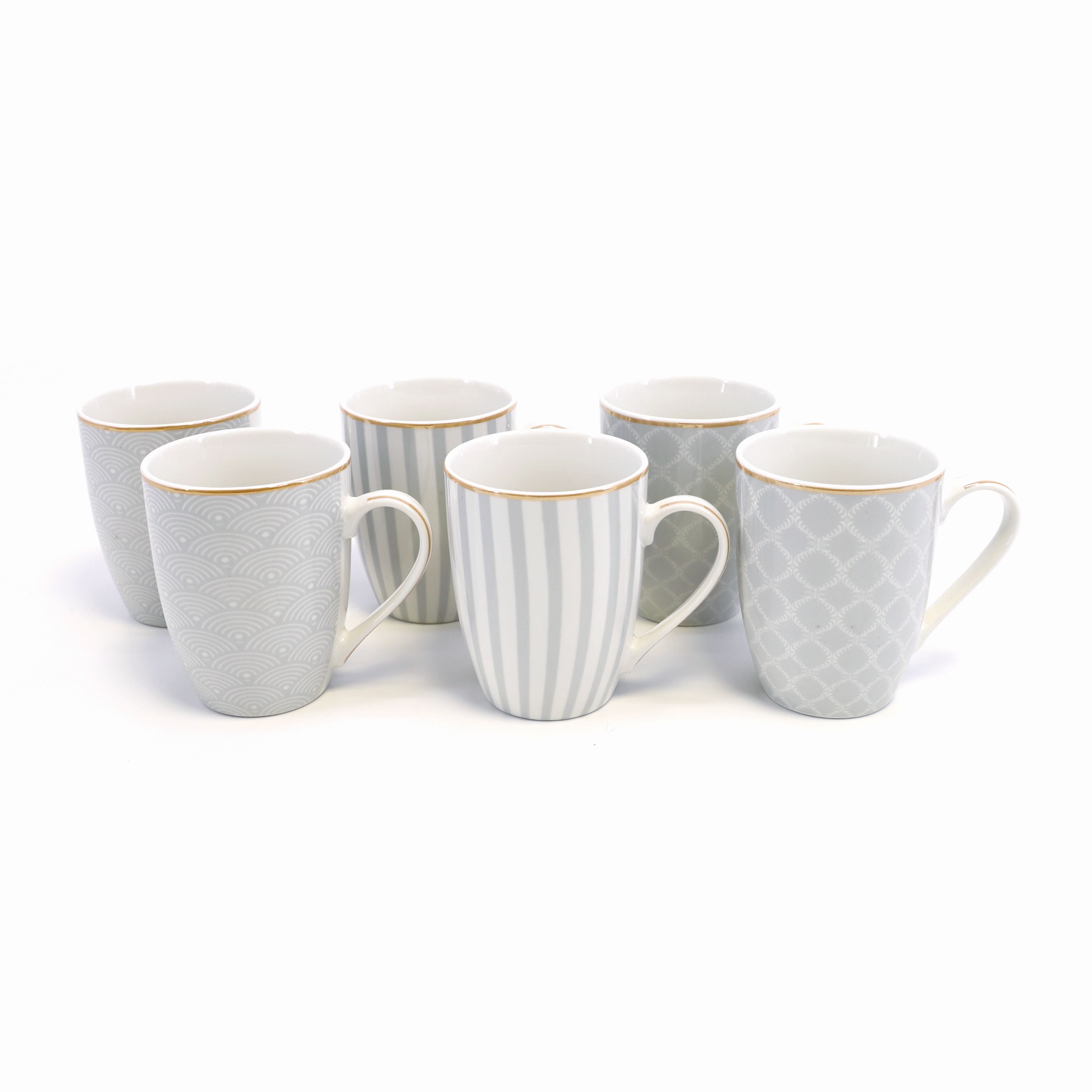 Stripes Party Mugs Grey Set of 6 (BA)