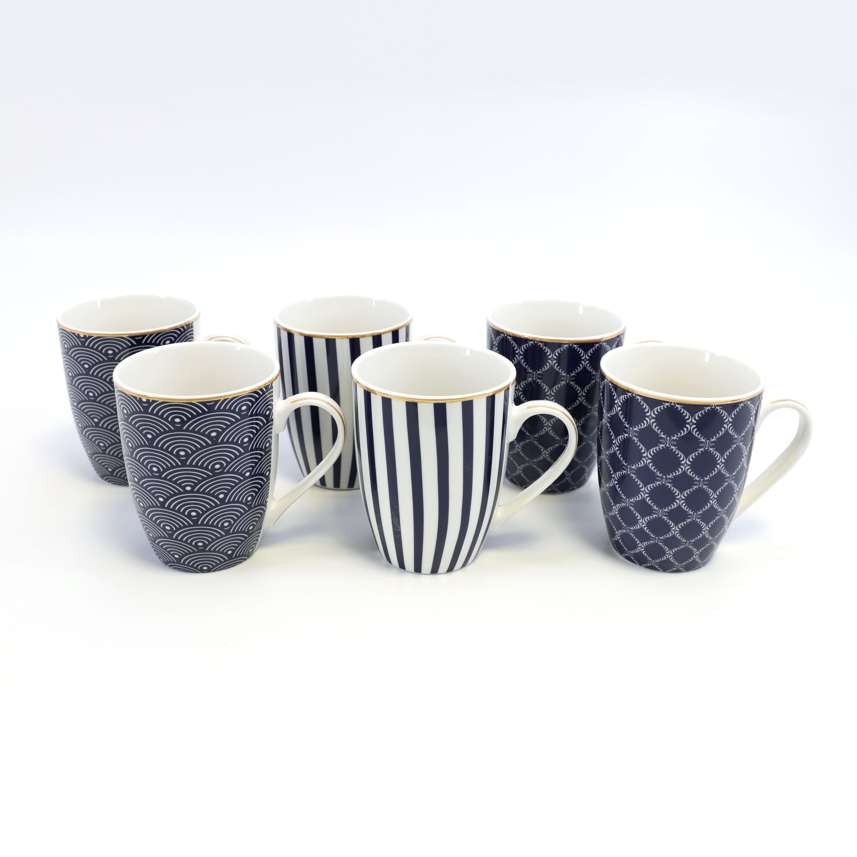 Spots & Stripes Party Mugs Blue Set of 6 (BA)