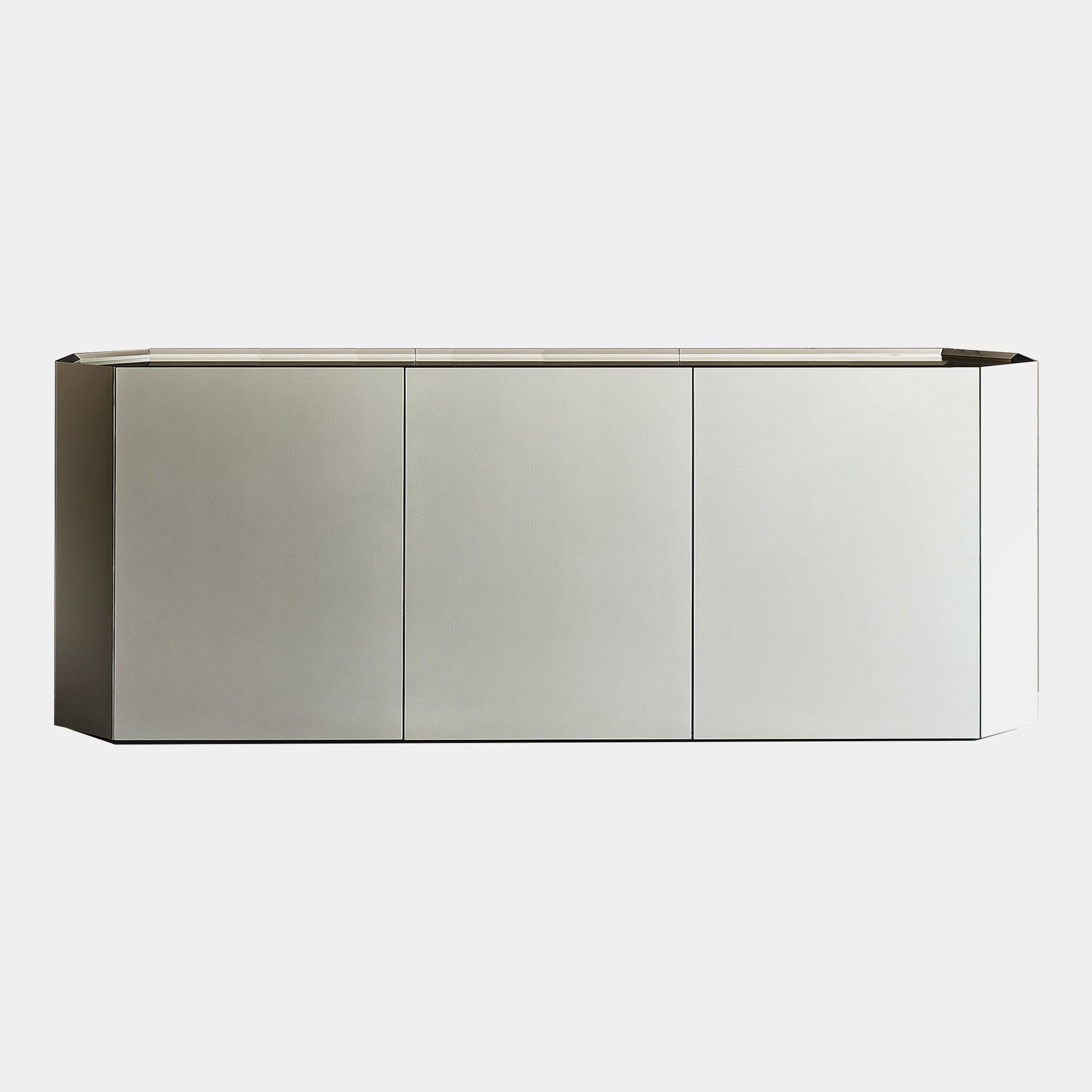 193cm 3 door Sideboard With Mirrored Bronze Glass Top & M11 Titanium Carcase- 75cm high