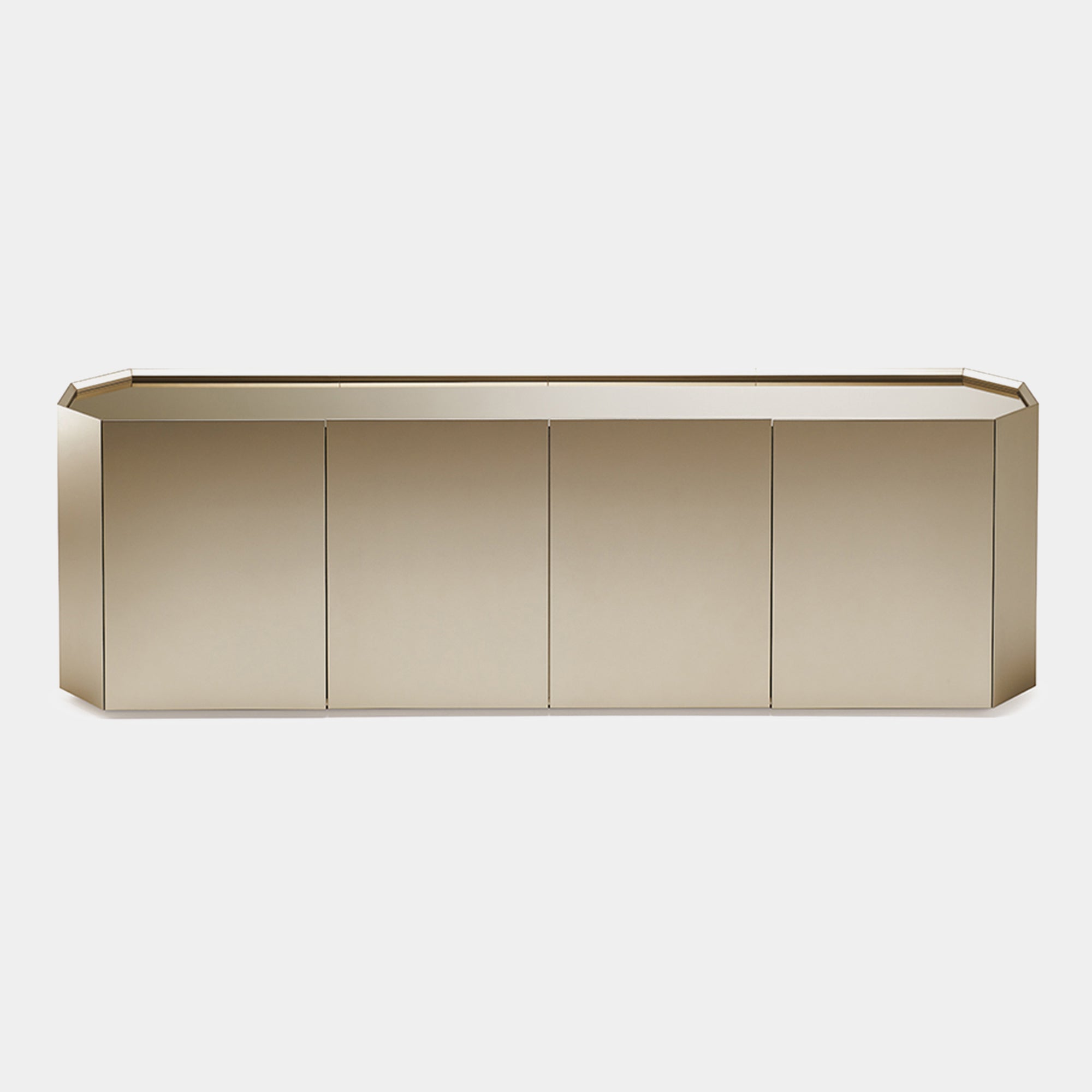 248cm 4 Door Sideboard With Mirrored Bronze Glass Top & M11 Titanium Carcase- 75cm high