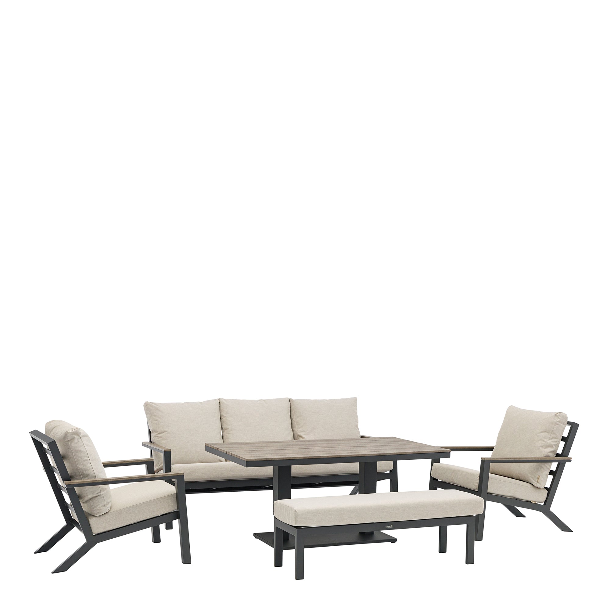 Buenavista - 3 Seat Sofa Dining Set With Rectangular Adjustable Piston Table In Eco Fawn