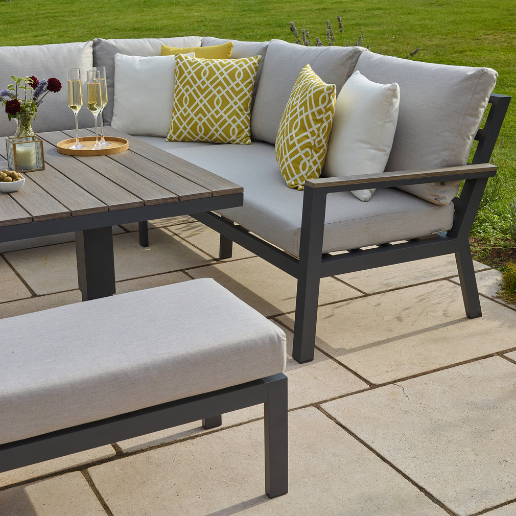 Buenavista - Modular Sofa Dining Set With Square Adjustable Piston Casual Table In Eco Fawn
