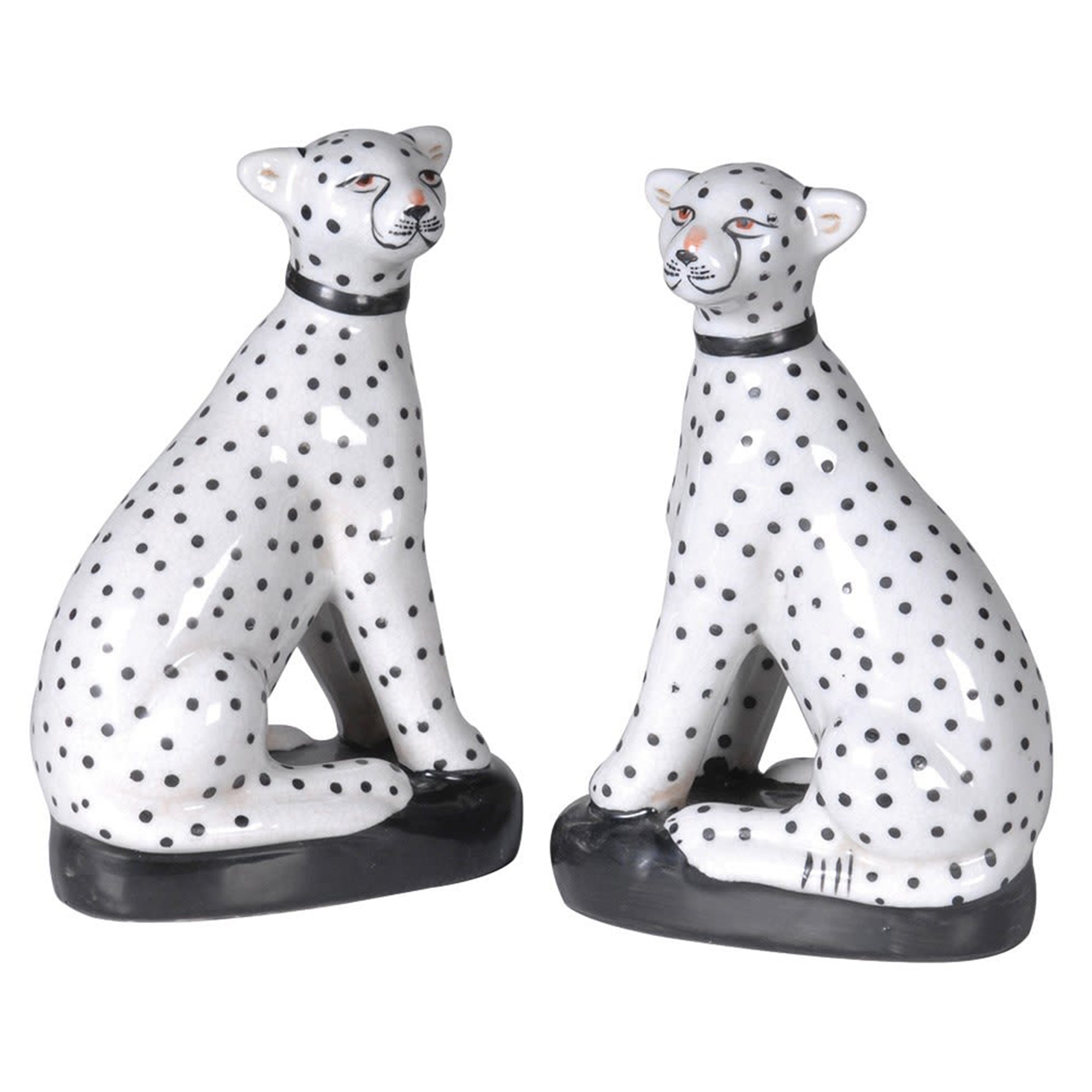 Blissful Bond - Set of 2 Sitting Leopard Sculptures