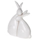 Priceless Love - Pair of White Hugging Rabbit Sculptures