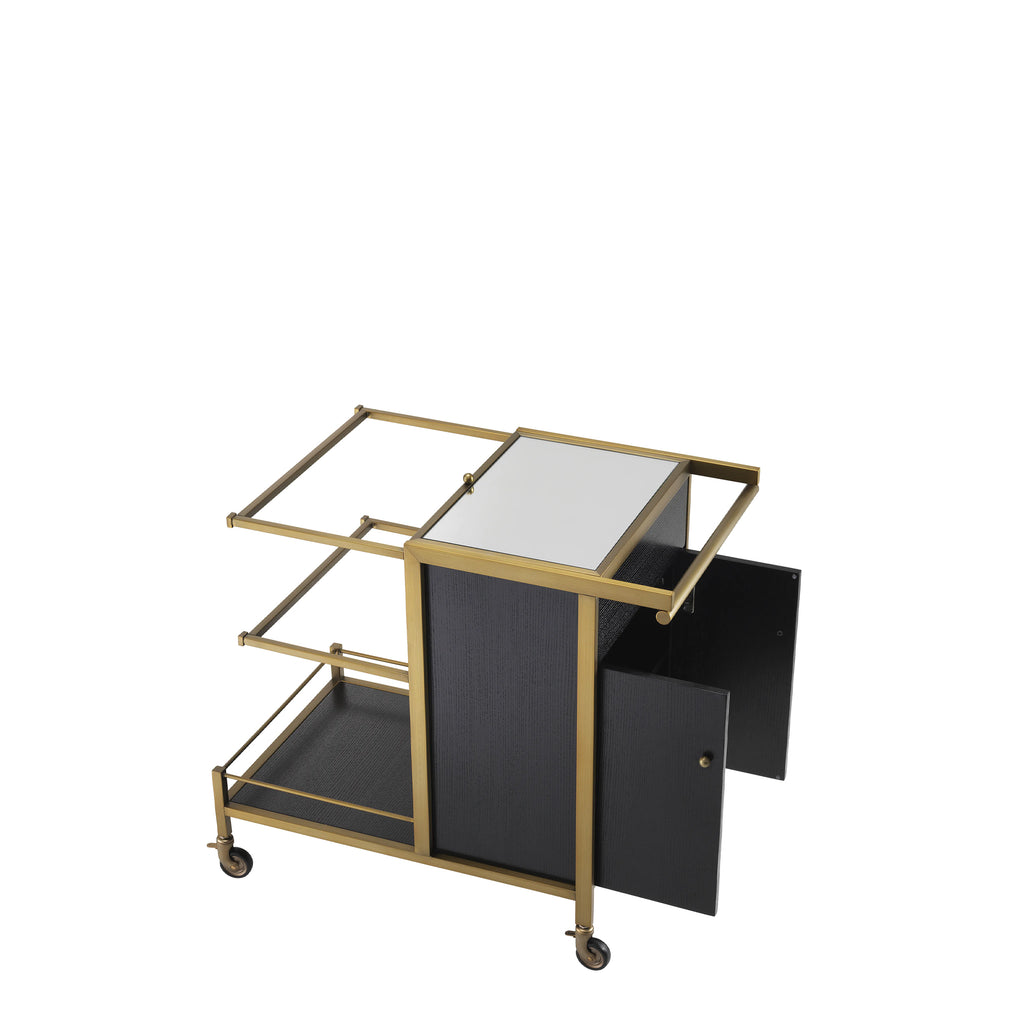 Trolley - Brushed Brass/Black Oak Veneer Finish