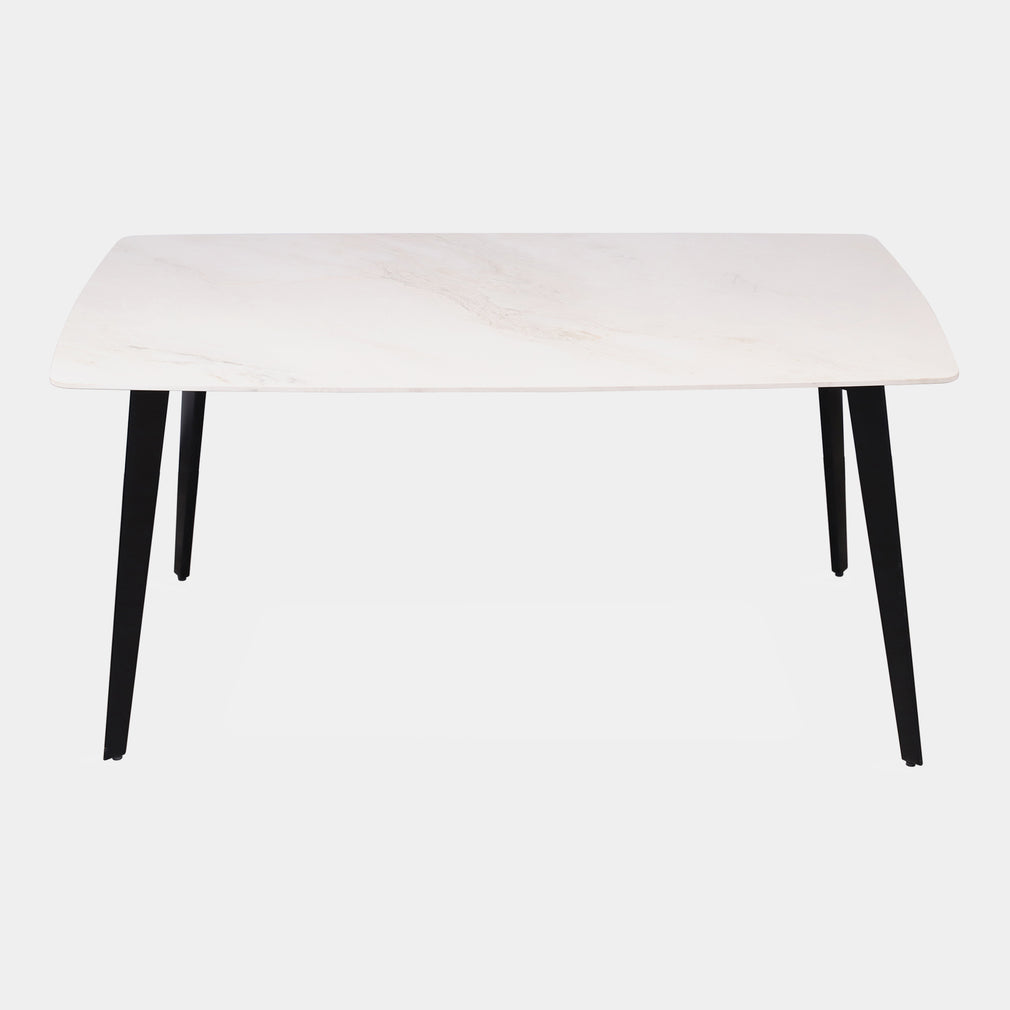 160cm Dining Table White Gloss Sintered Stone