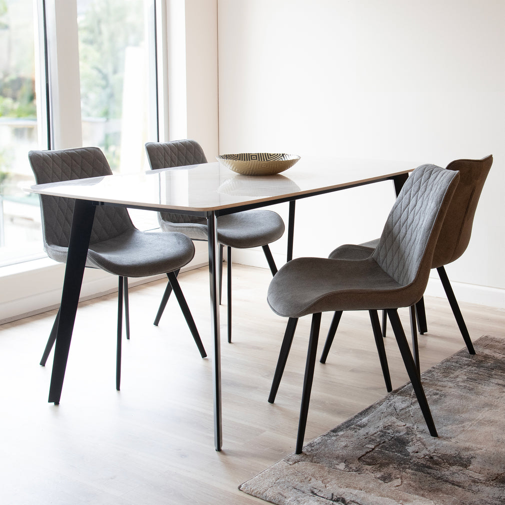 160cm Dining Table White Gloss Sintered Stone