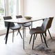 160cm Dining Table White Gloss Sintered Stone & 4 Dining Chairs In Dark Grey Fabric