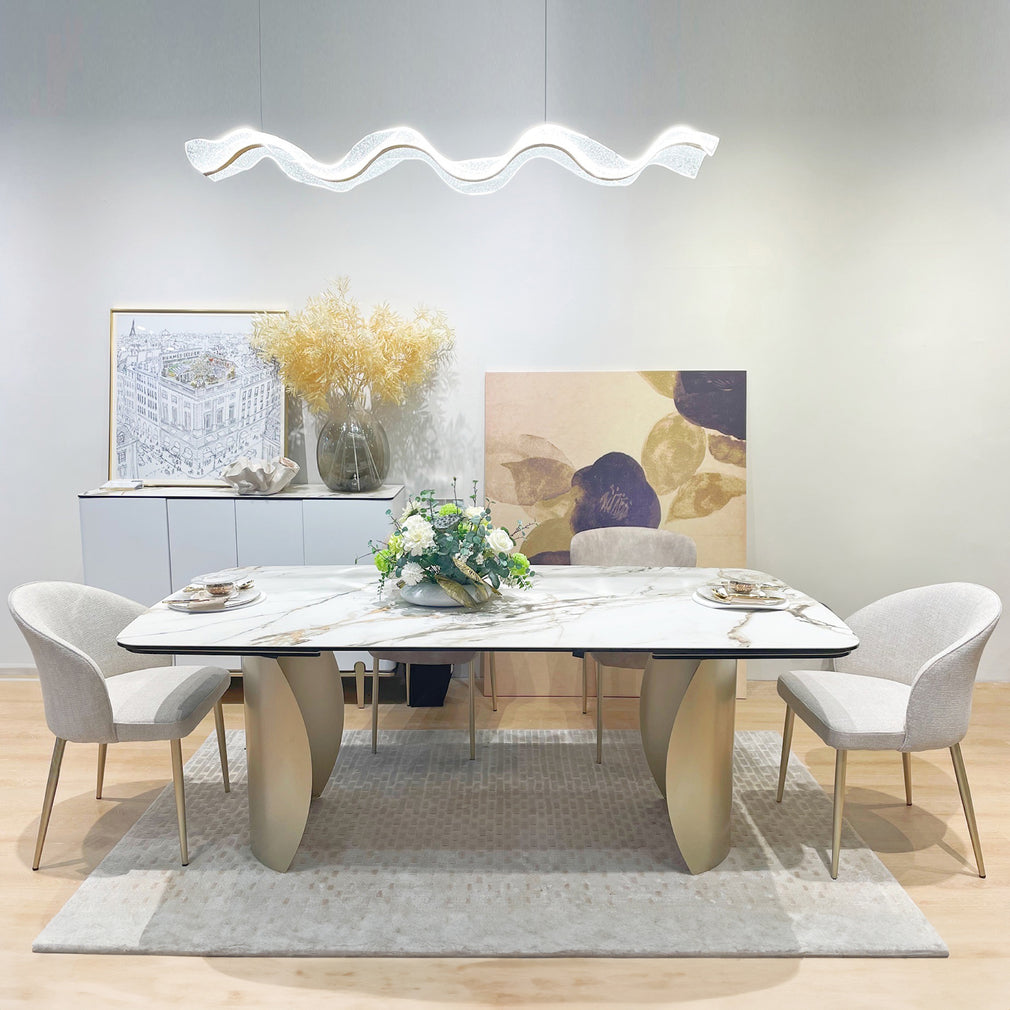 200cm Extending Dining Table With White Ceramic Top