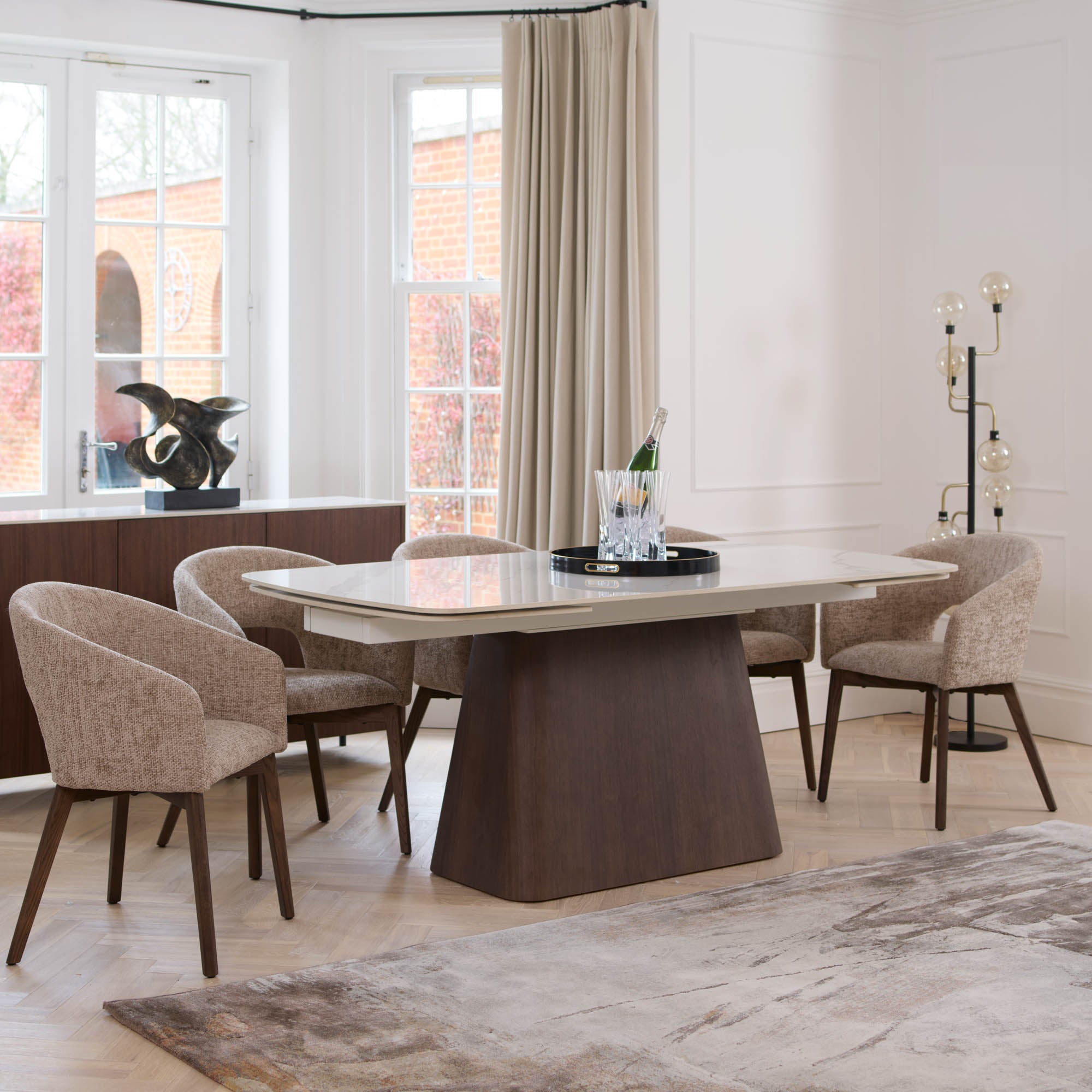 180cm Extending Dining Table With White Ceramic Top