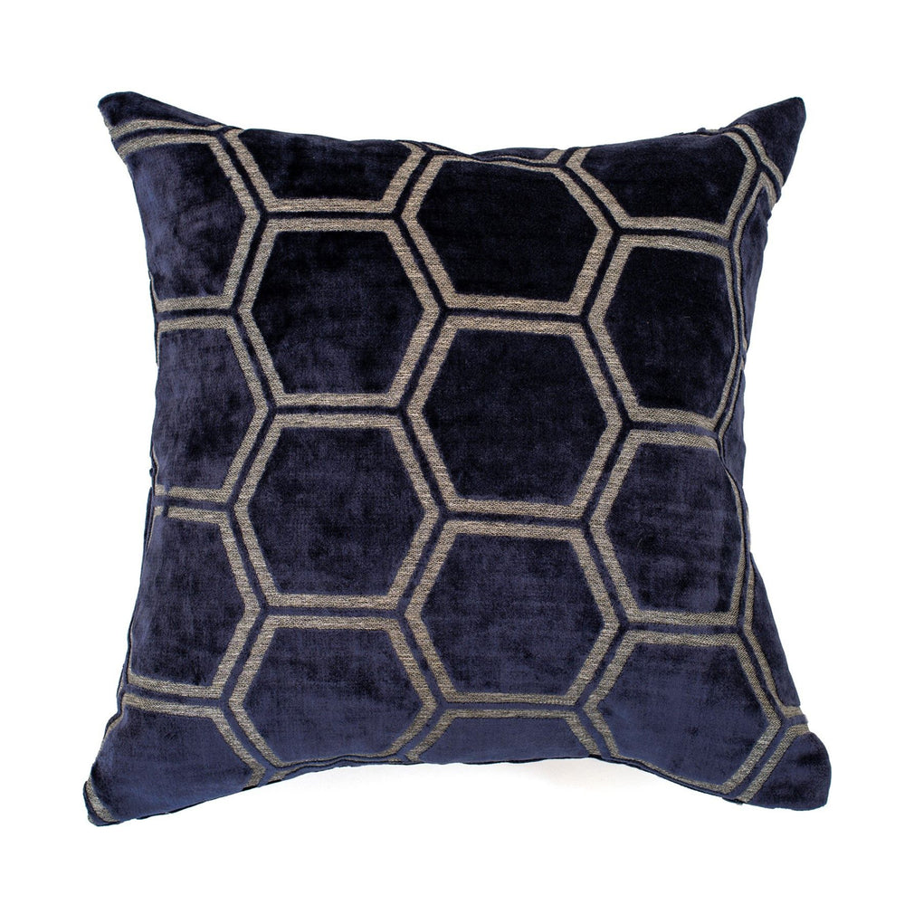 Ivor Cut Velvet Embossed Navy Cushion Small